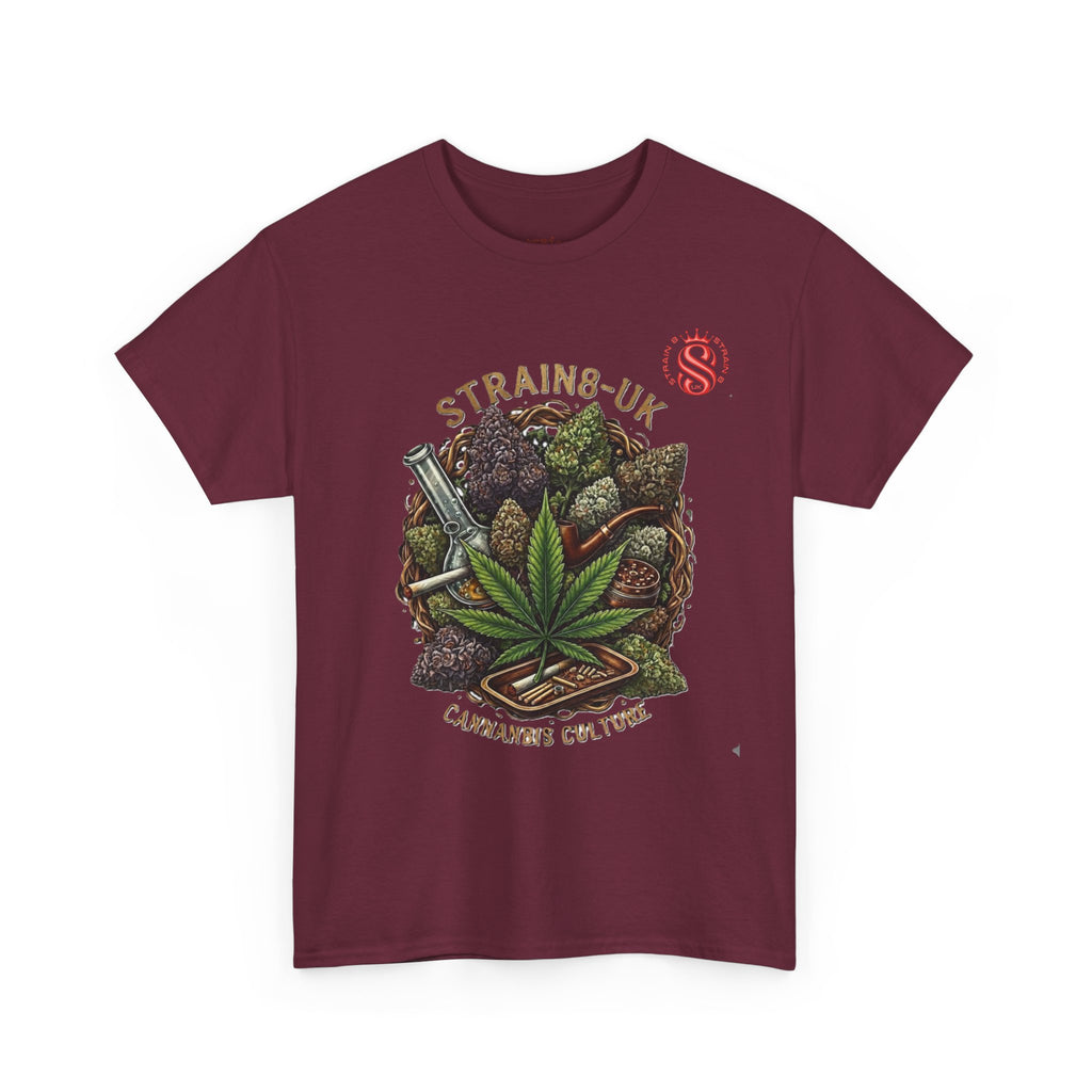 Strain8-UK Cannabis Culture T-Shirt — "Strain8-UK" Vintage Marijuana Leaf Graphic Tee