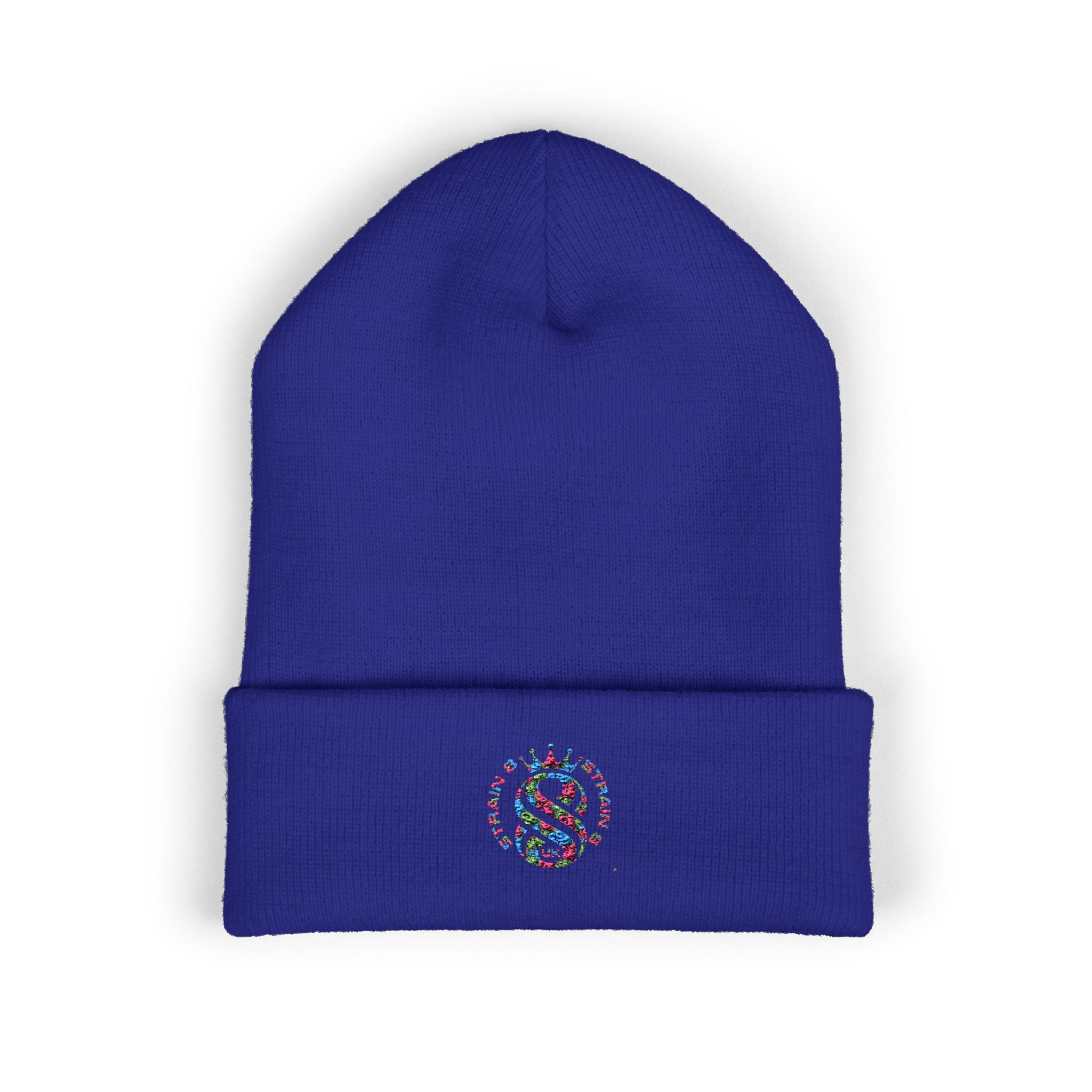 Embroidered Graffiti S8-UK Logo Cuffed Beanie — Cozy Knit Winter Hat