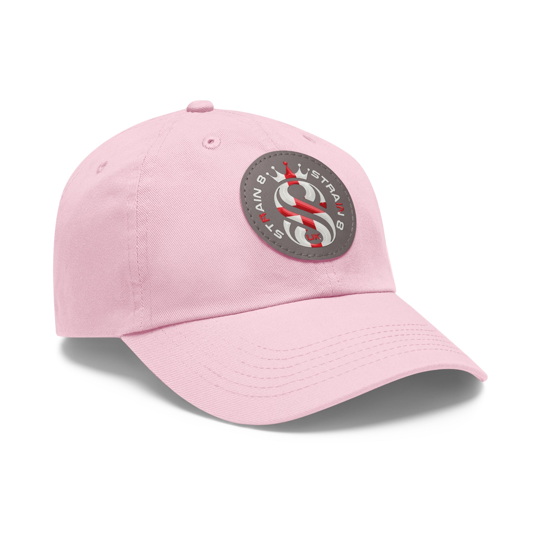 Leather Patch Dad Hat — Round Strain8-UK Cap for Casual Streetwear