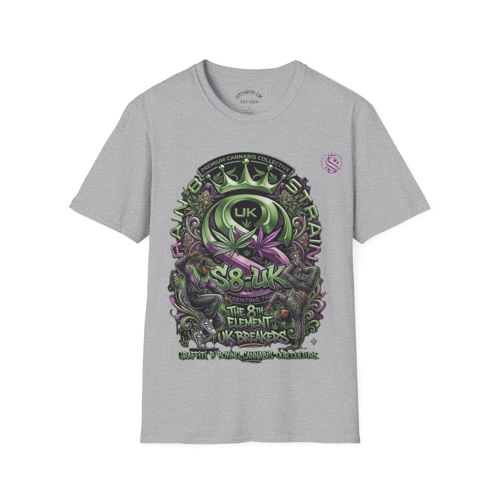 Strain8-UK Graffiti Cannabis/B-Boy Themed '8th Element' Graphic T-Shirt