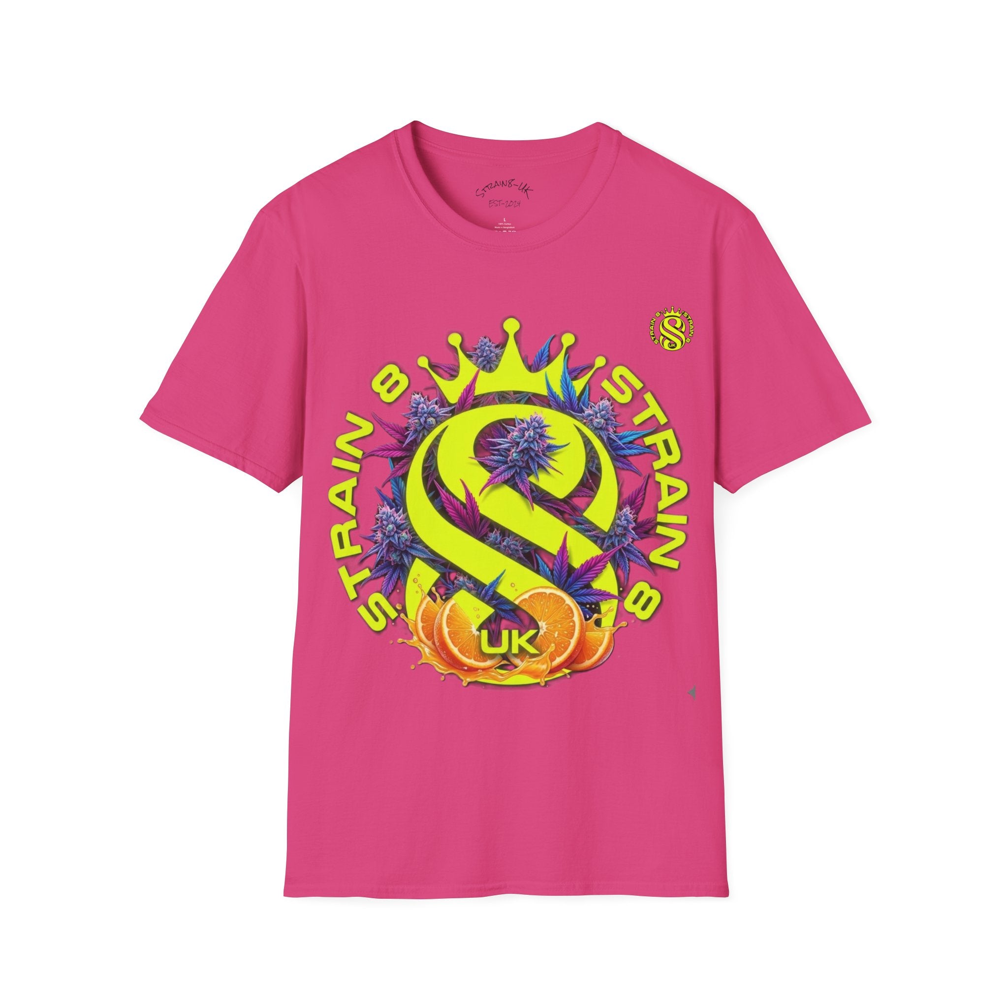 Strain8-UK  T-Shirt — 'Strain8-UK' Crown Cannabis Design with flower T shirt
