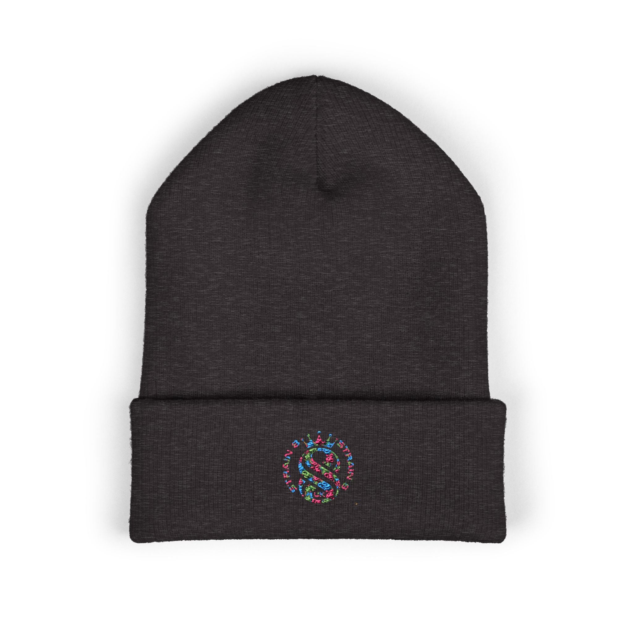 Embroidered Graffiti S8-UK Logo Cuffed Beanie — Cozy Knit Winter Hat