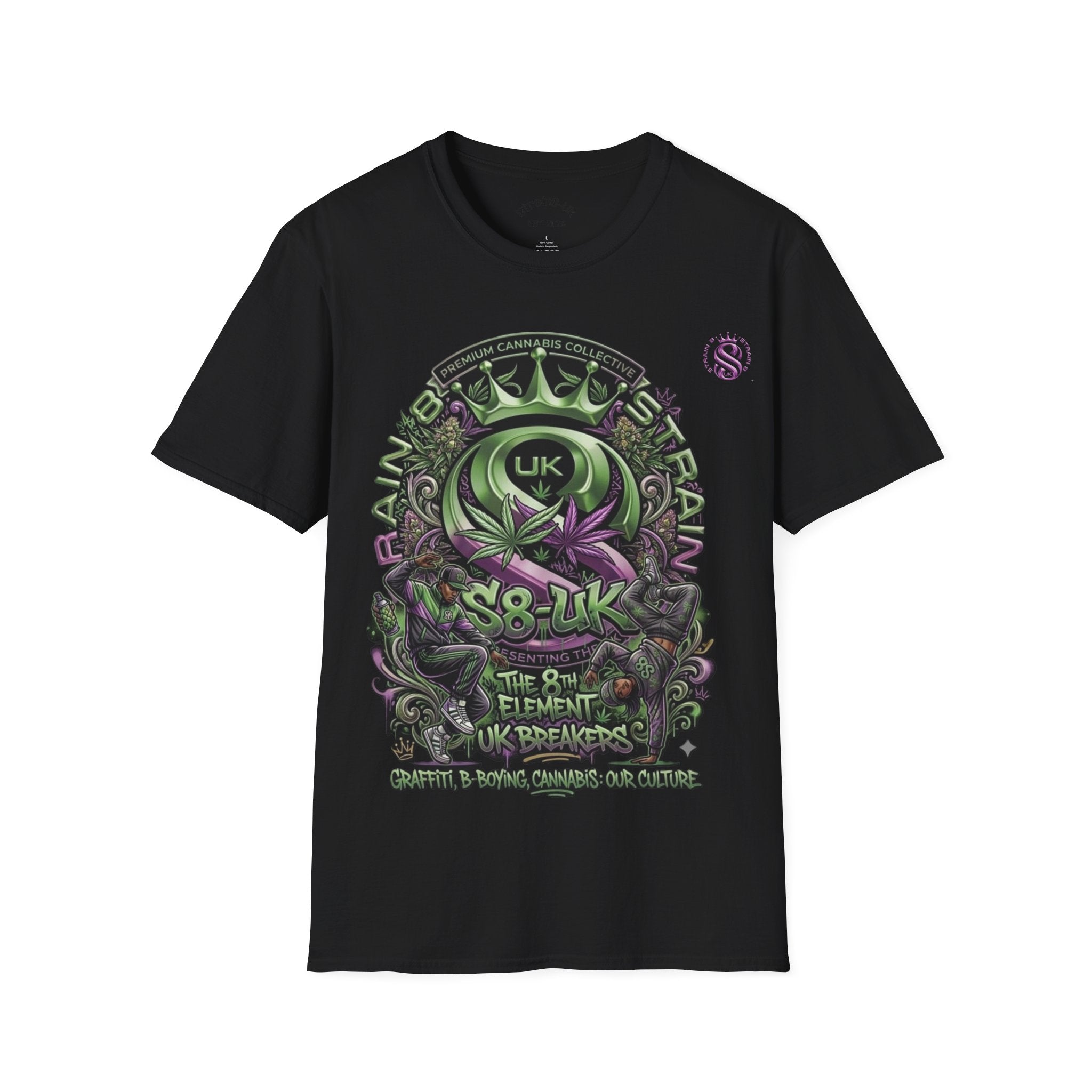 Strain8-UK Graffiti Cannabis/B-Boy Themed '8th Element' Graphic T-Shirt