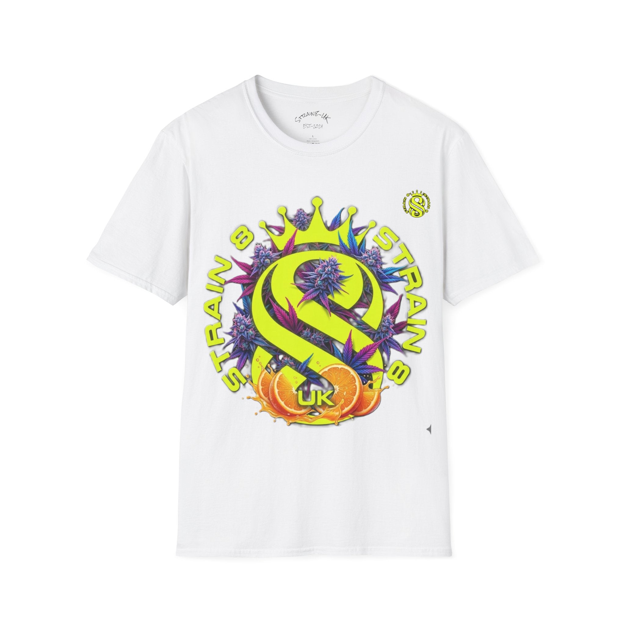 Strain8-UK  T-Shirt — 'Strain8-UK' Crown Cannabis Design with flower T shirt