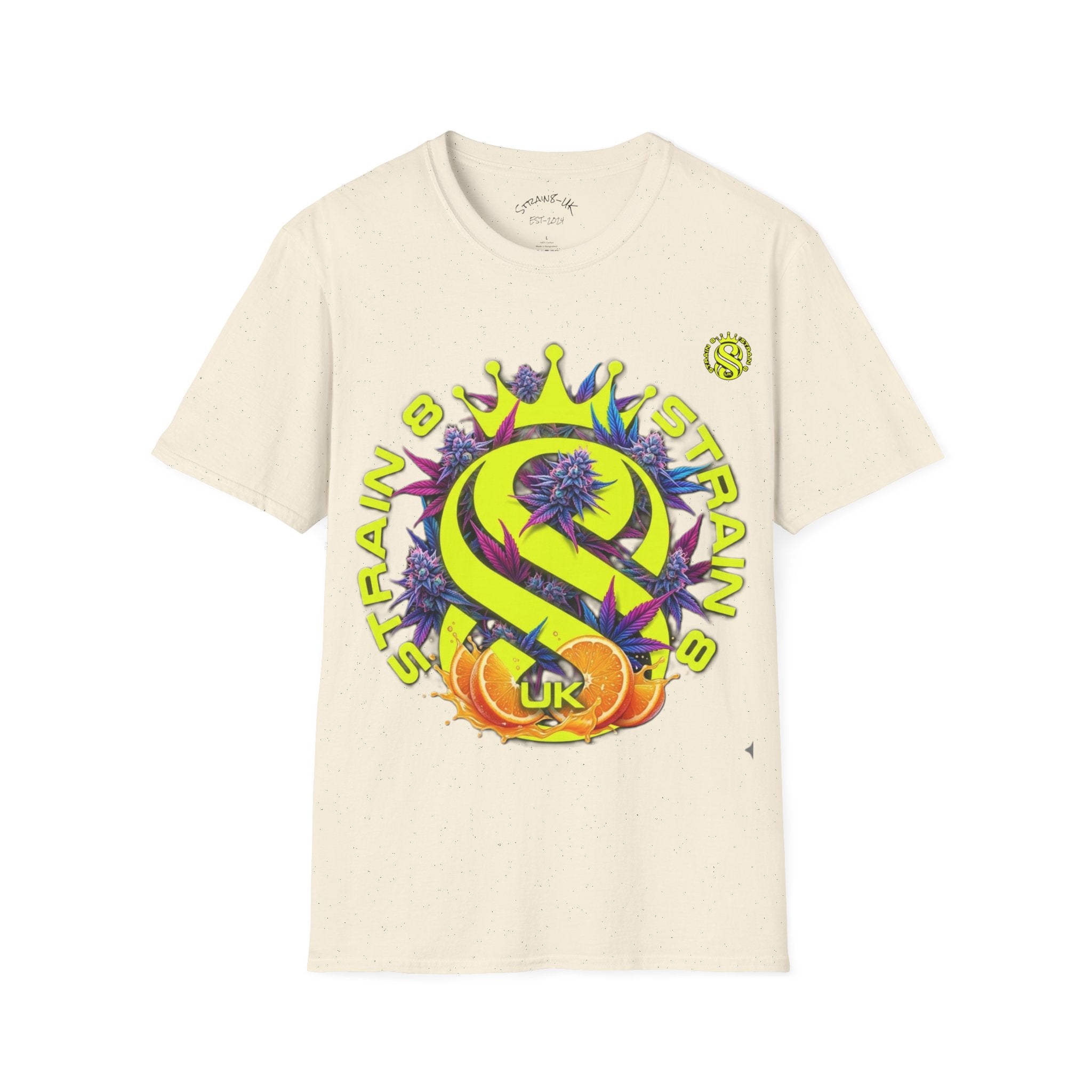 Strain8-UK  T-Shirt — 'Strain8-UK' Crown Cannabis Design with flower T shirt