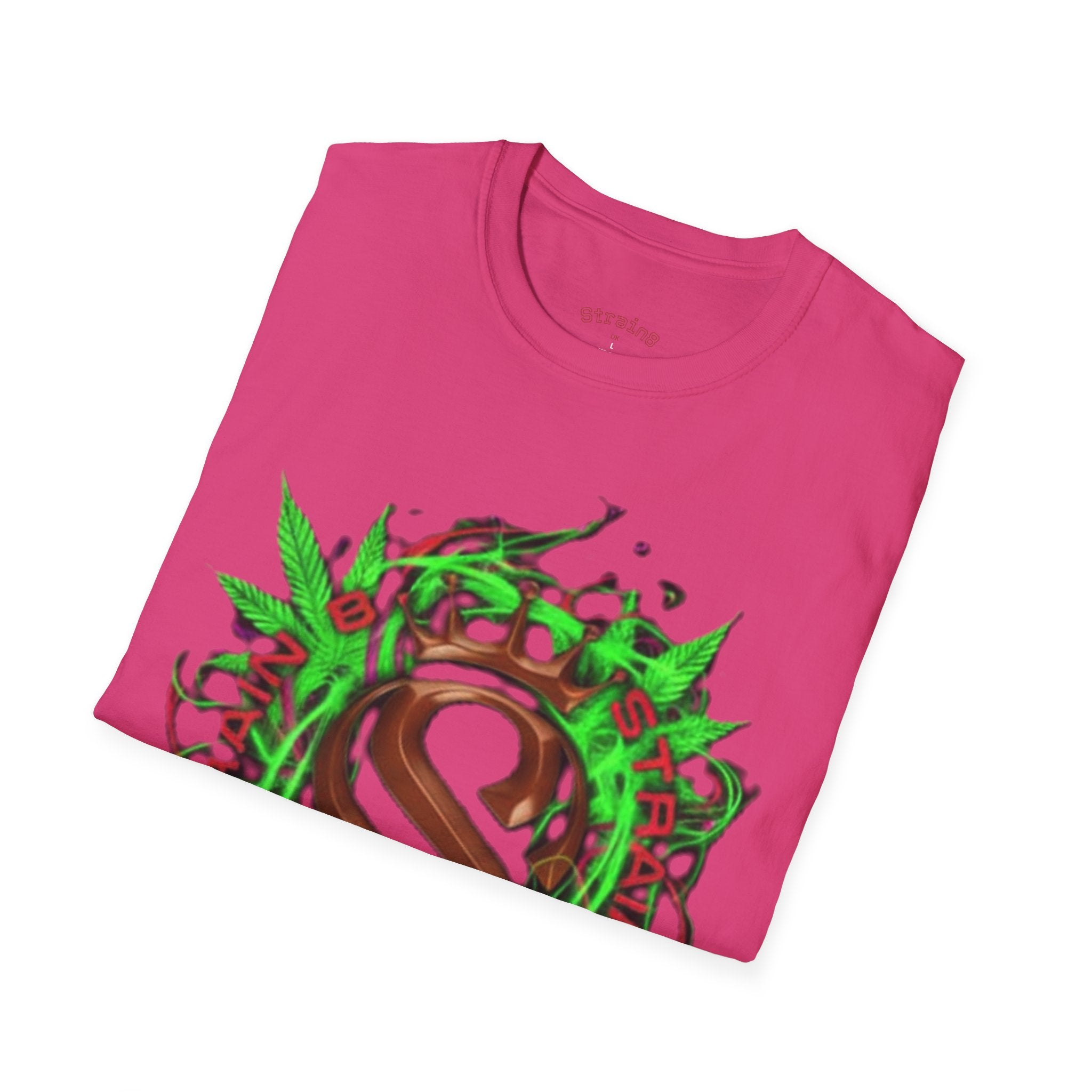 Strain8-UK Chocolate Brown Monogram T‑Shirt — Green Vines Rustic Letter S8 Graphic Tee