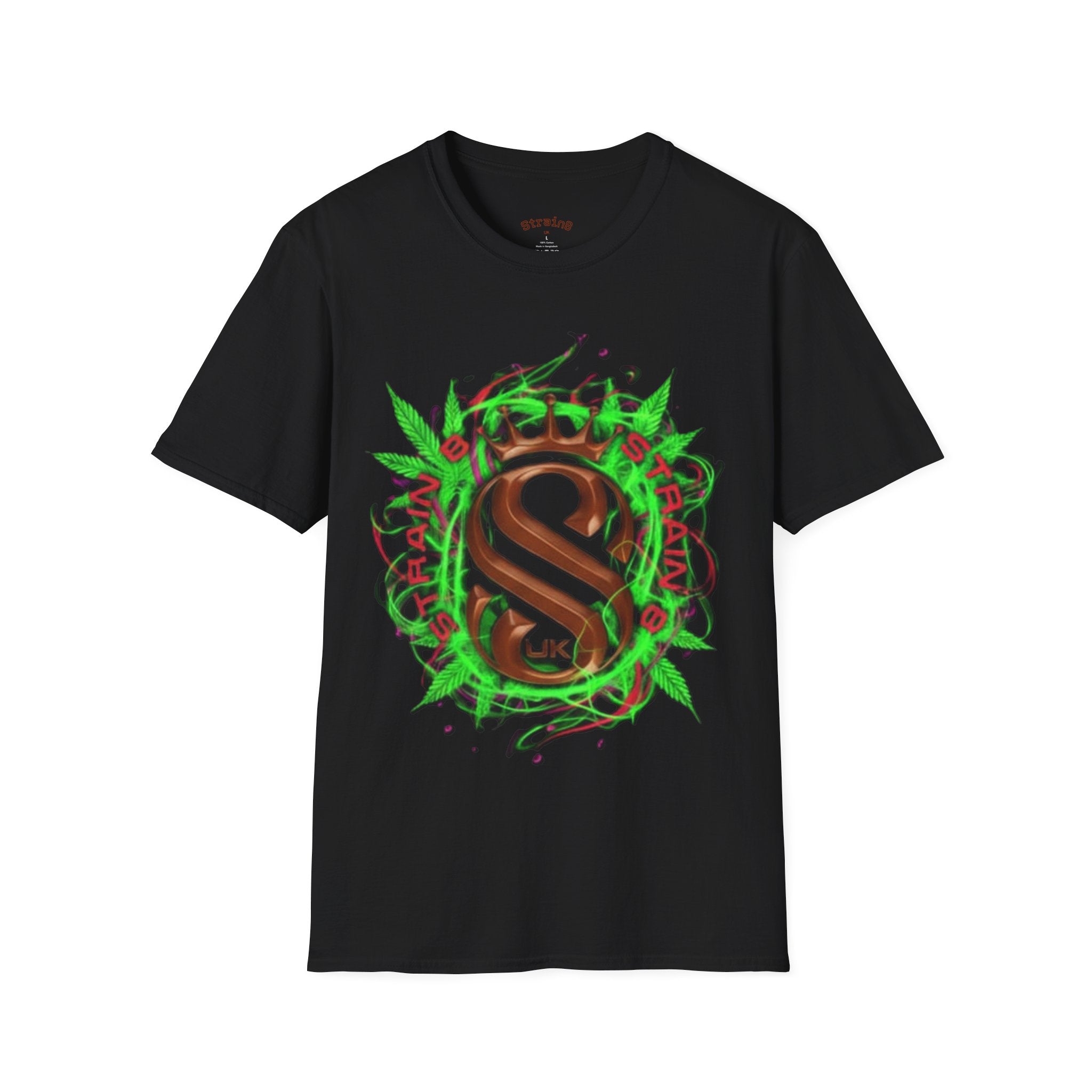 Strain8-UK Chocolate Brown Monogram T‑Shirt — Green Vines Rustic Letter S8 Graphic Tee