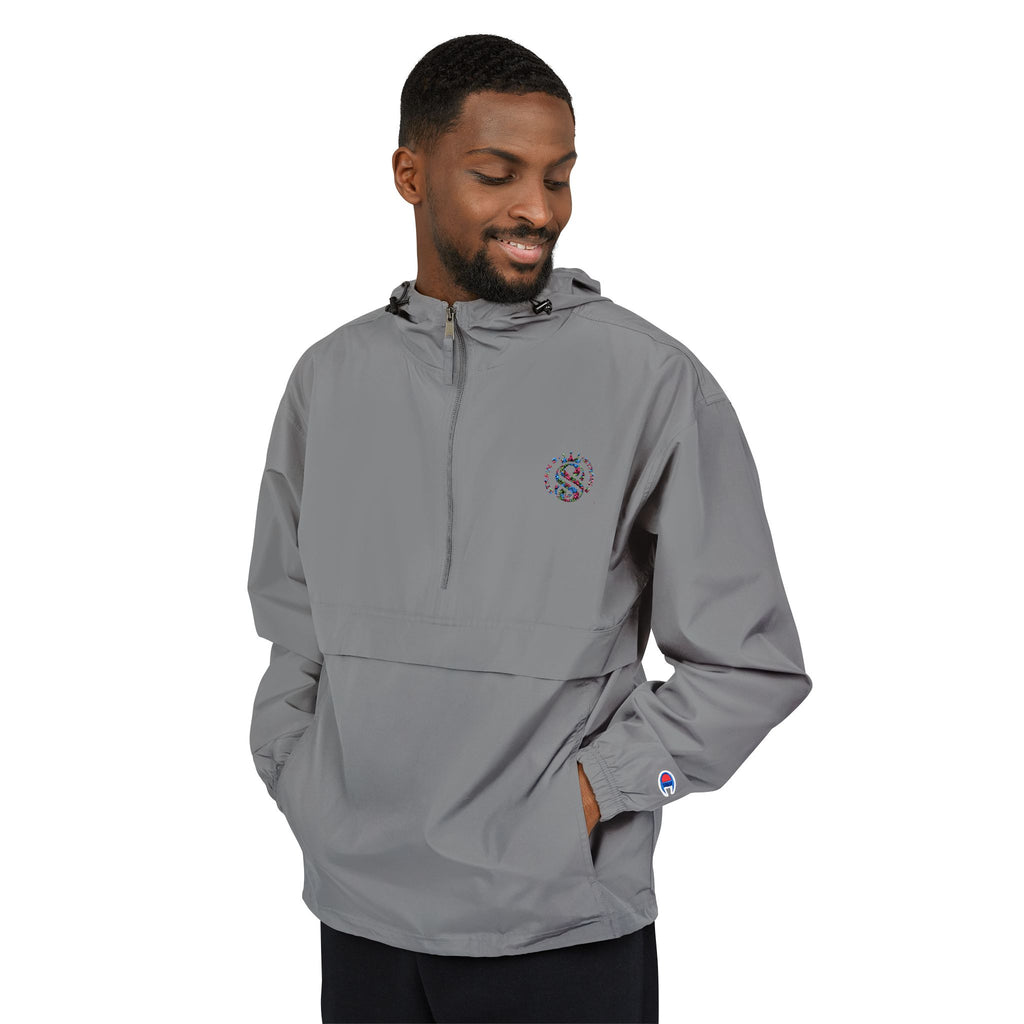 Strain8-uk Packable Orange Anorak Jacket with Script 'S8 Crest