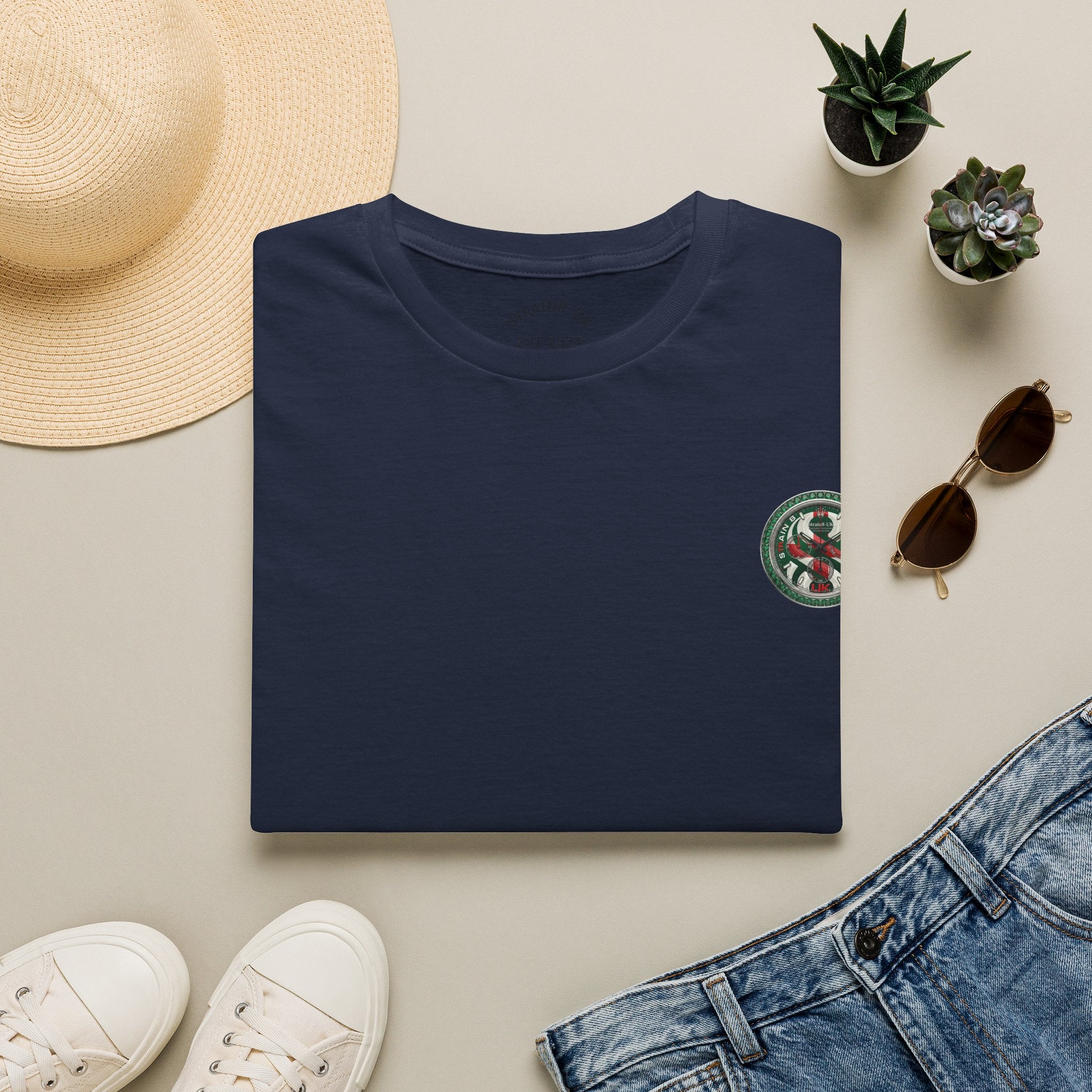 Strain8-UK Watch Face Design T‑Shirt — Nautical Travel Vibes In Emerald Green