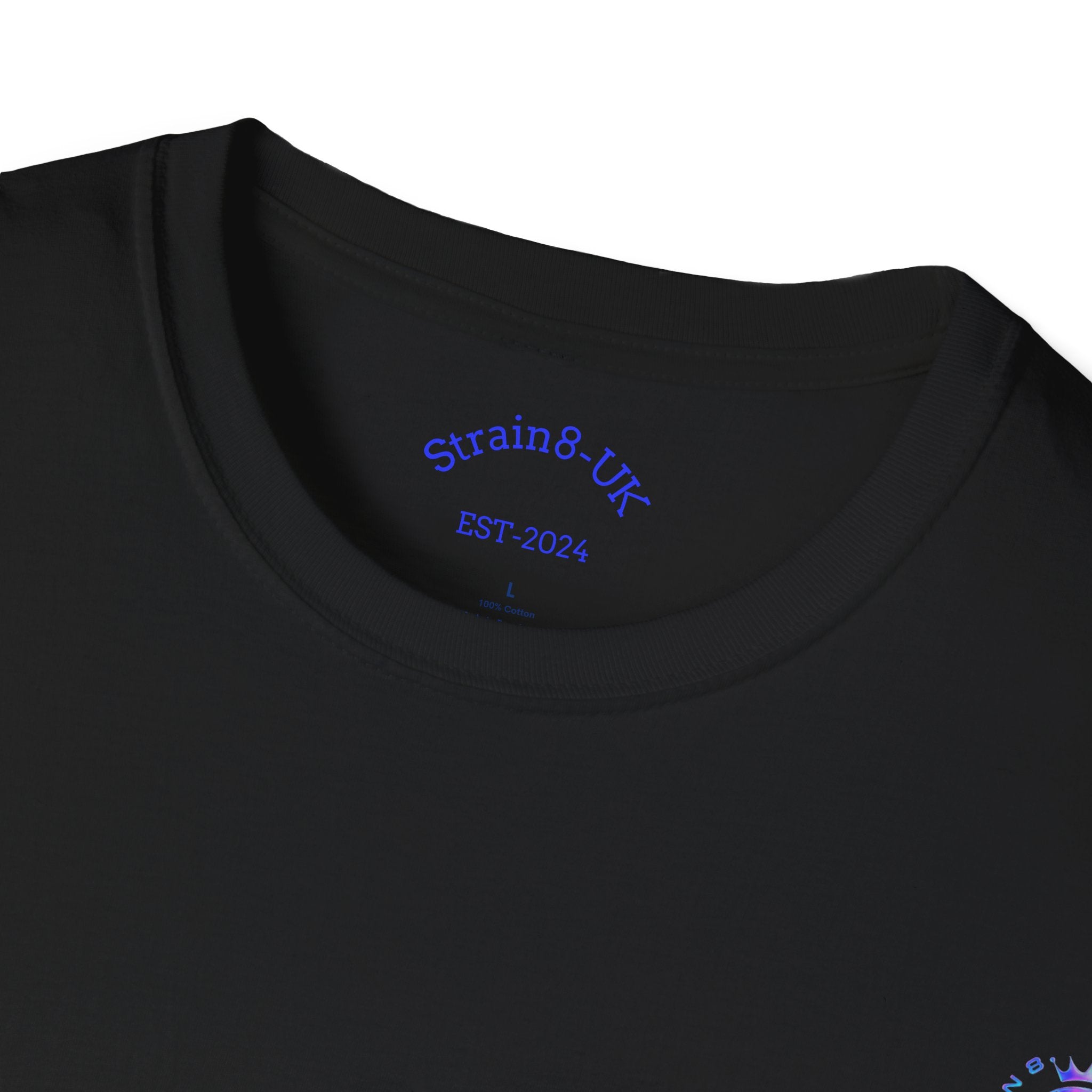 Strain8-UK Logo T-Shirt — Small Embroidered Globe Tee, THE LOGO LINE........