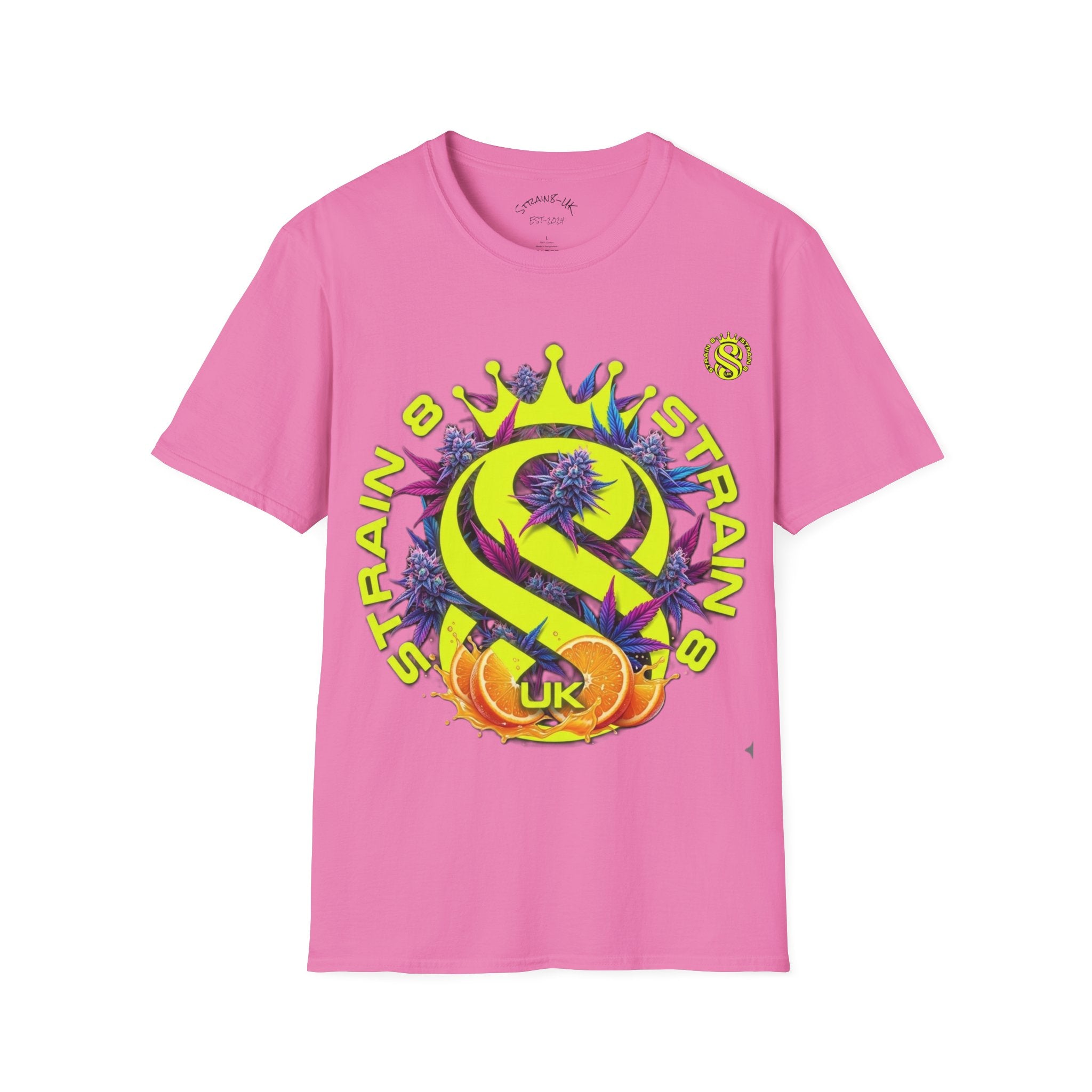 Strain8-UK  T-Shirt — 'Strain8-UK' Crown Cannabis Design with flower T shirt