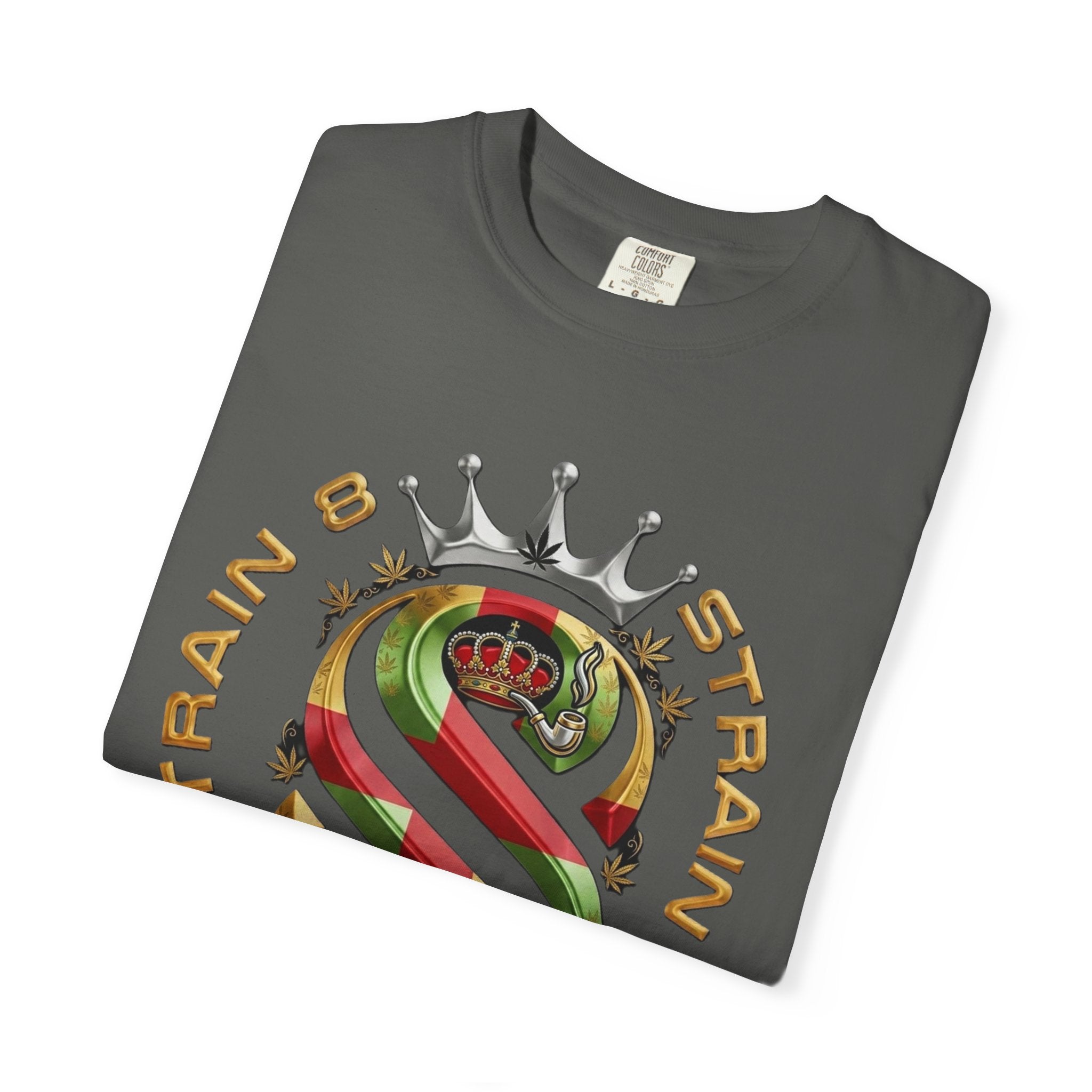 Strain8-UK Crown Logo T-Shirt — St George Cross Mixed With Spanish Flahg-Inspired Graphic Tee
