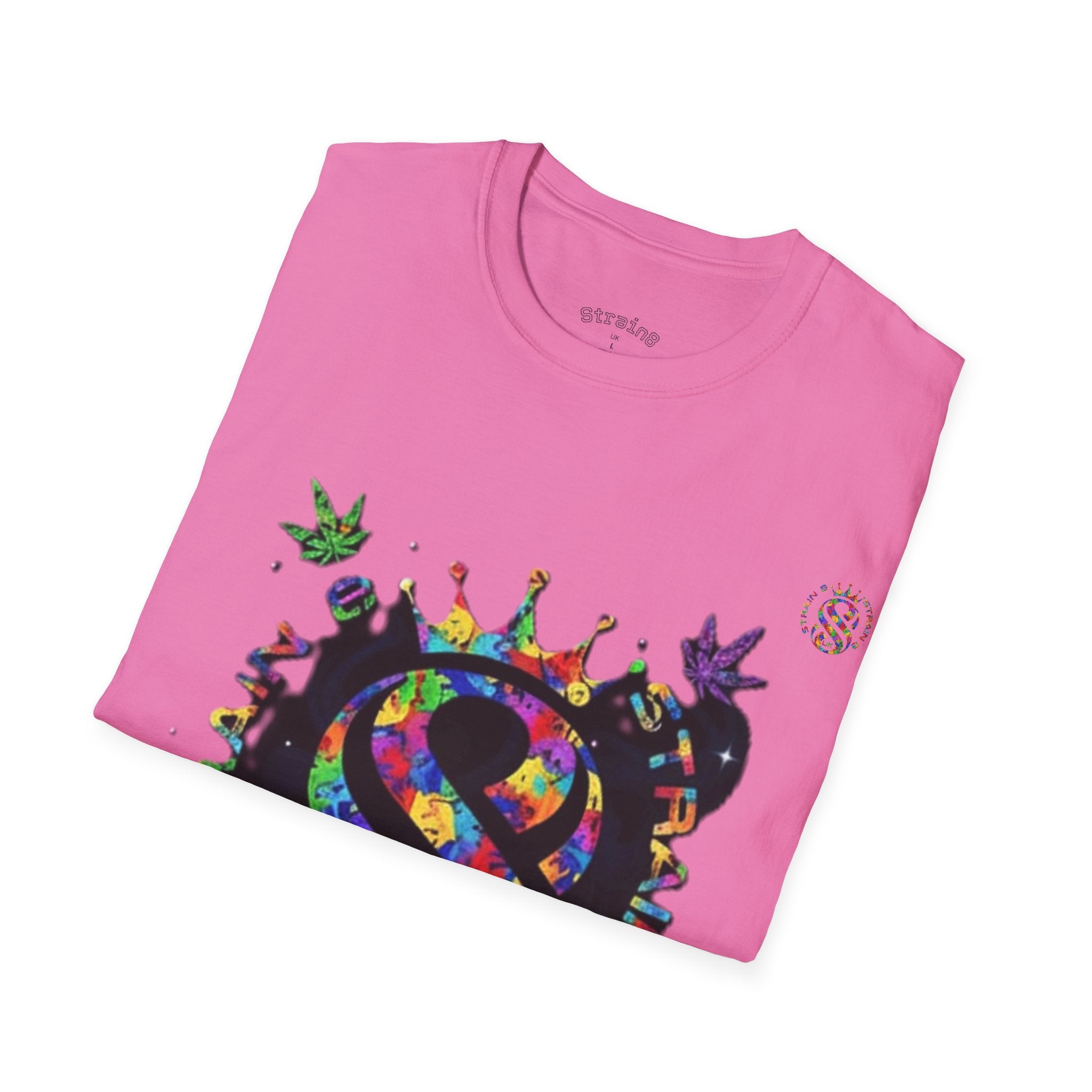 Strain8-UK Psychedelic Crown S8 Logo T-Shirt — Colorful Abstract Graphic Tee