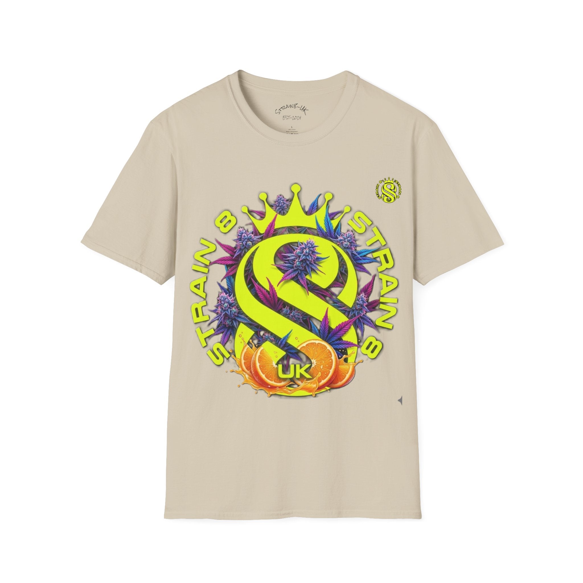 Strain8-UK  T-Shirt — 'Strain8-UK' Crown Cannabis Design with flower T shirt