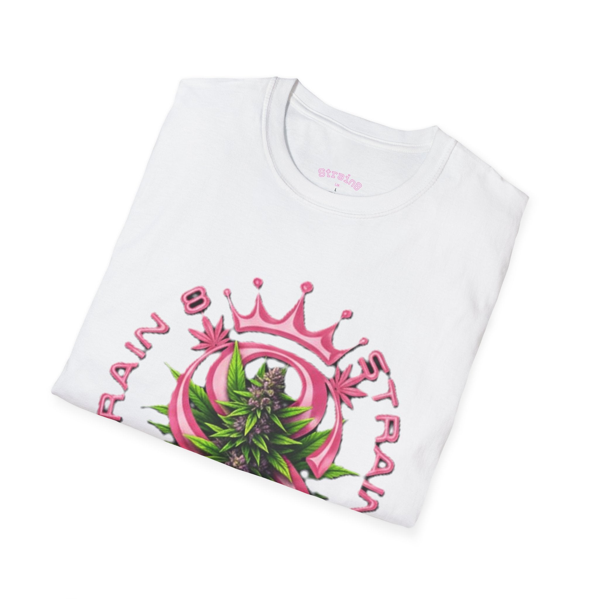 Strain8-UK logo/mixed Cannabis Crown T-Shirt — Train & Treat Floral Weed Graphic Tee