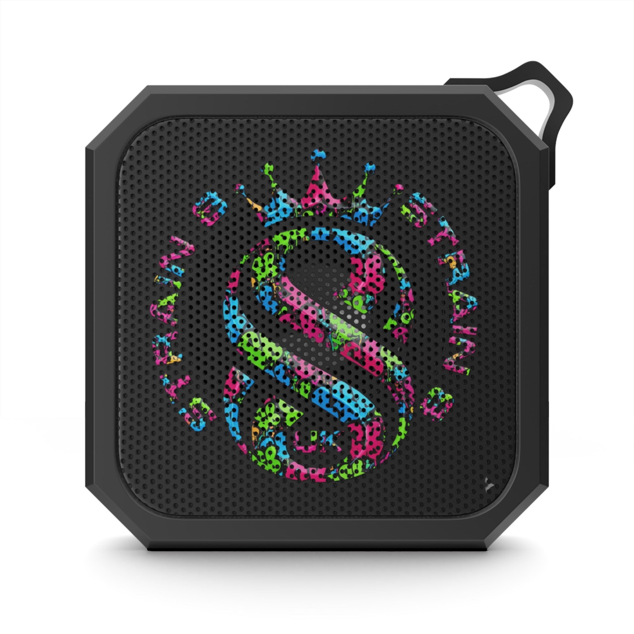 Strain8-uk Logo graffiti Outdoor Bluetooth Speaker — Rugged Portable Blackwater Speaker (Water-Resistant, Carabiner-Ready)