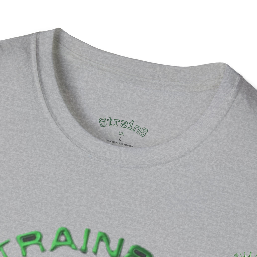 Strain8-UK logo/cannabis T-Shirt — Green Snake Crest 'STRAIN8-UK' Graphic Tee