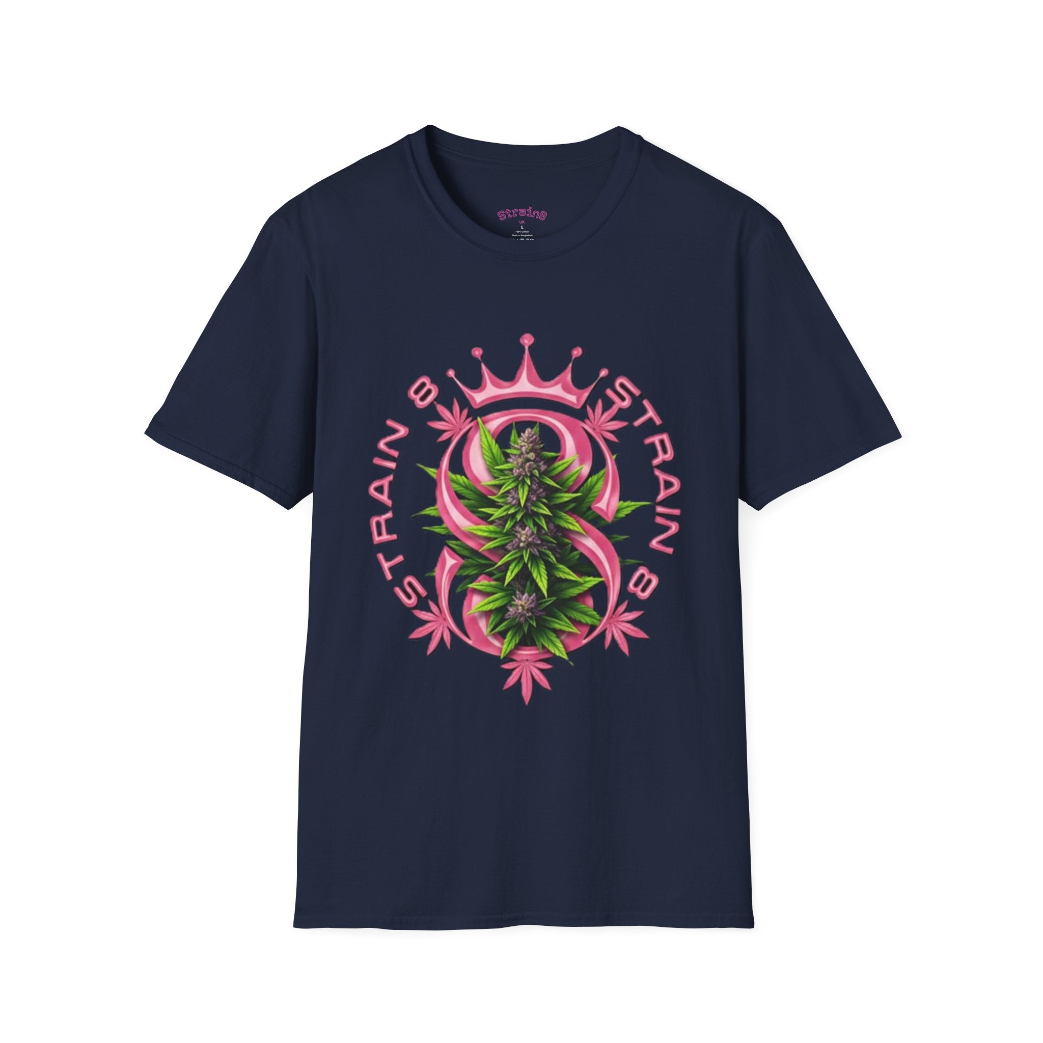Strain8-UK logo/mixed Cannabis Crown T-Shirt — Train & Treat Floral Weed Graphic Tee