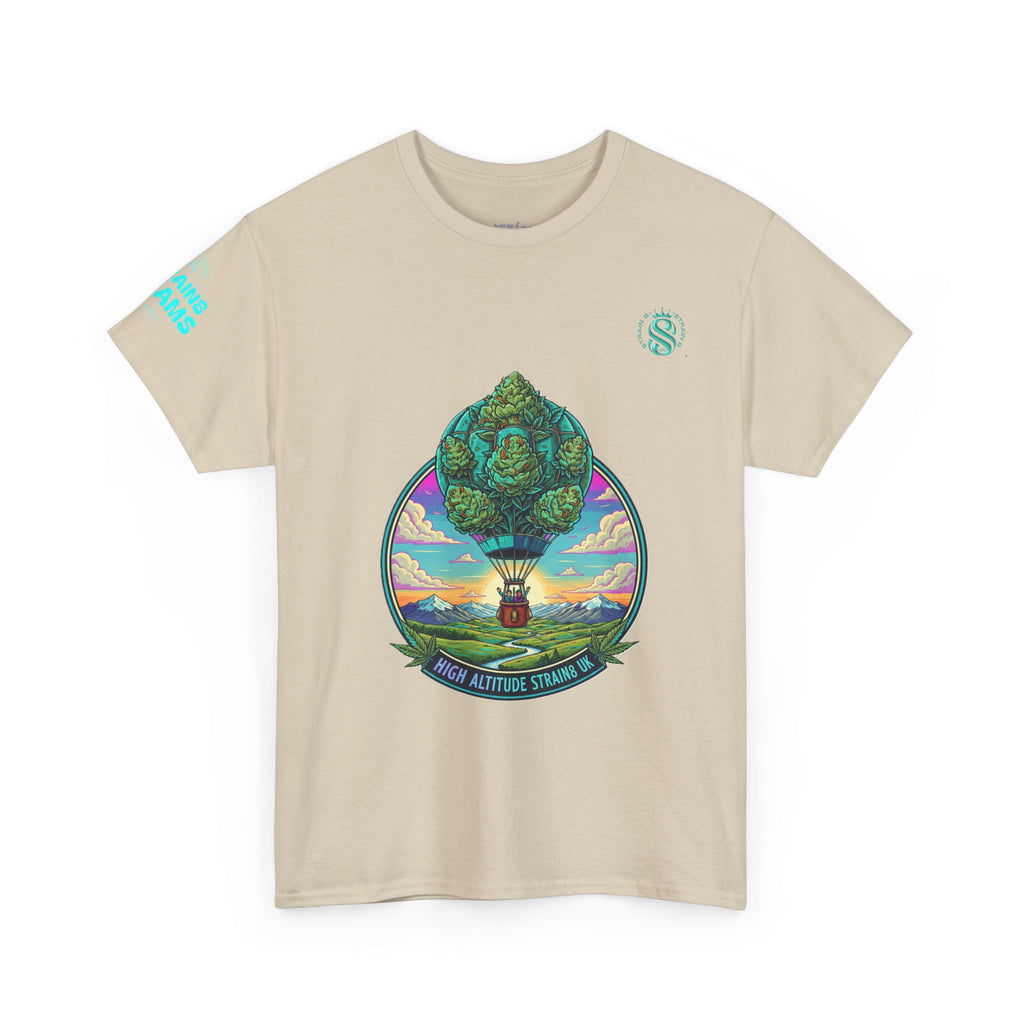 Strain8-UK T-Shirt — "High Altitude Strains" Hot Air Balloon Tree Graphic Tee