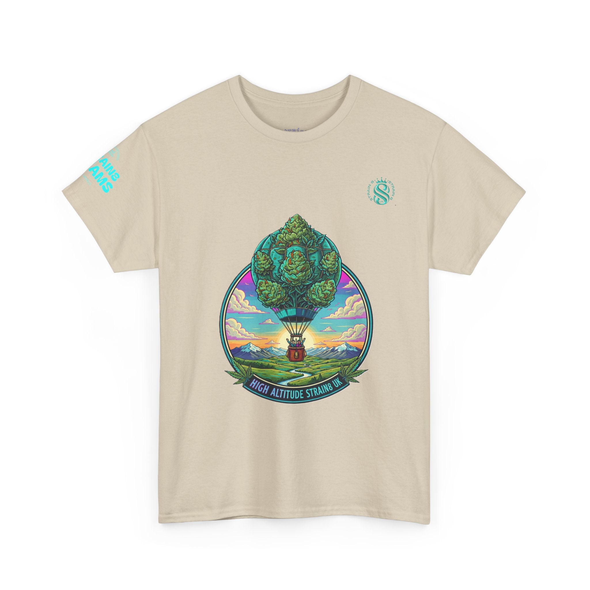 Strain8-UK T-Shirt — "High Altitude Strains" Hot Air Balloon Tree Graphic Tee