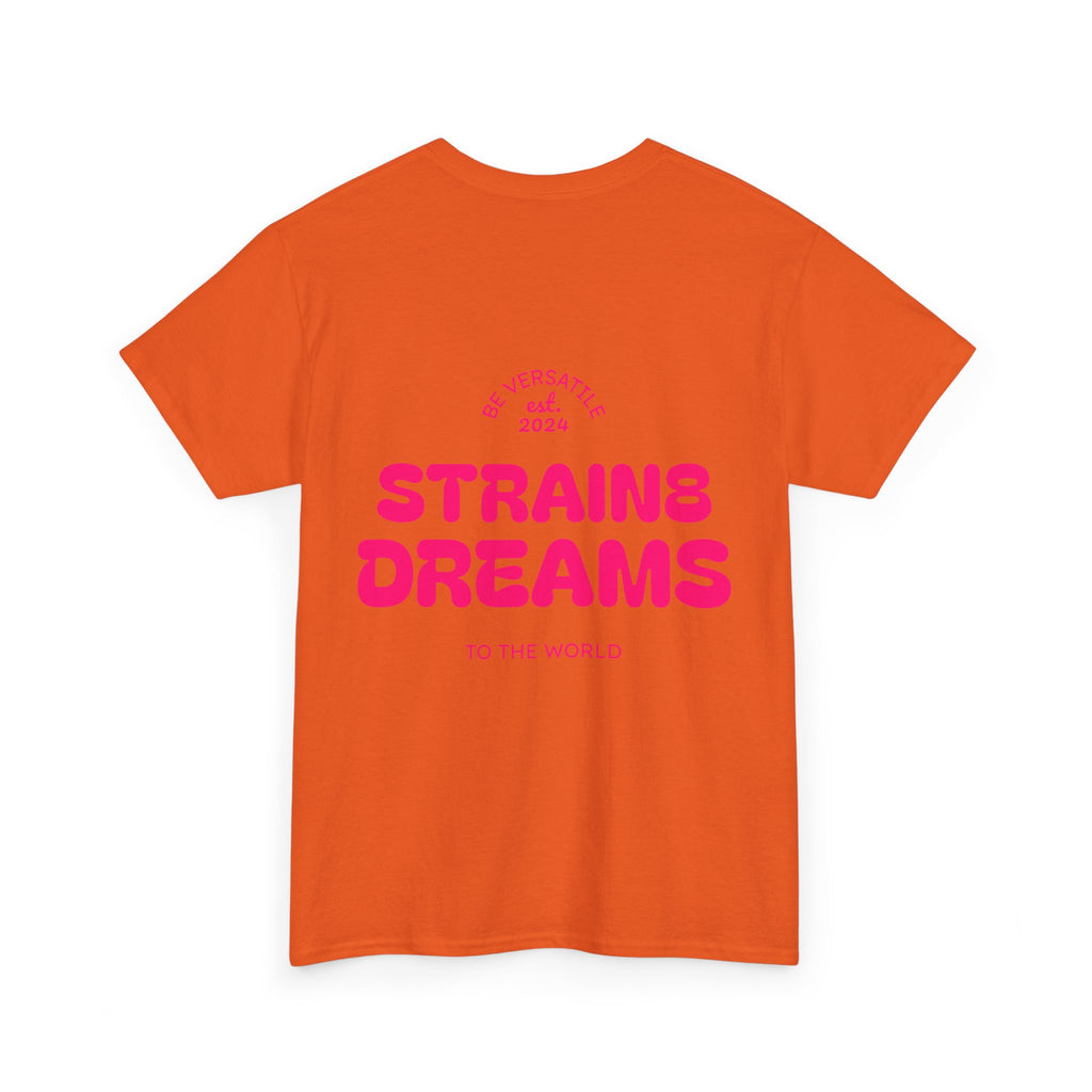 Strain8 Dreams Tee — Bold Pink Logo Graphic T-Shirt