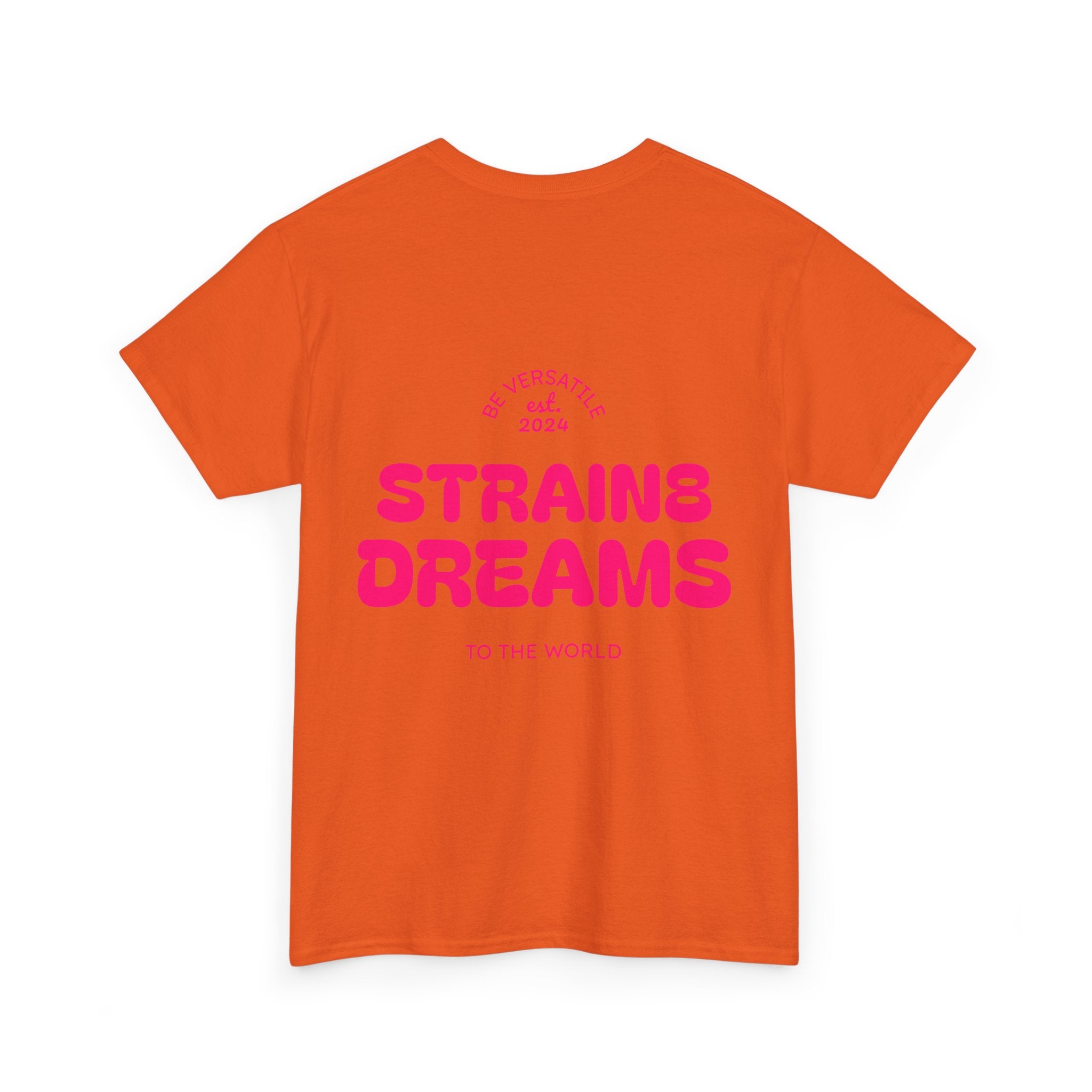 Strain8 Dreams Tee — Bold Pink Logo Graphic T-Shirt