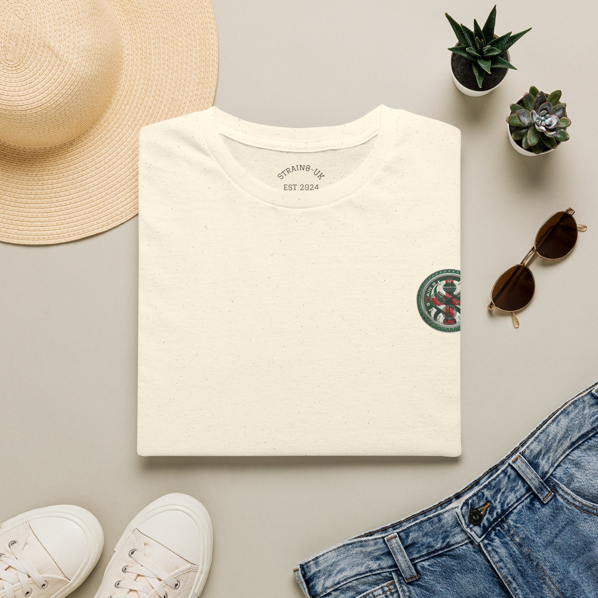 Strain8-UK Watch Face Design T‑Shirt — Nautical Travel Vibes In Emerald Green