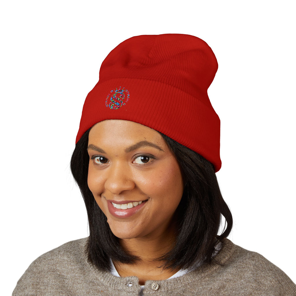 Embroidered Graffiti S8-UK Logo Cuffed Beanie — Cozy Knit Winter Hat