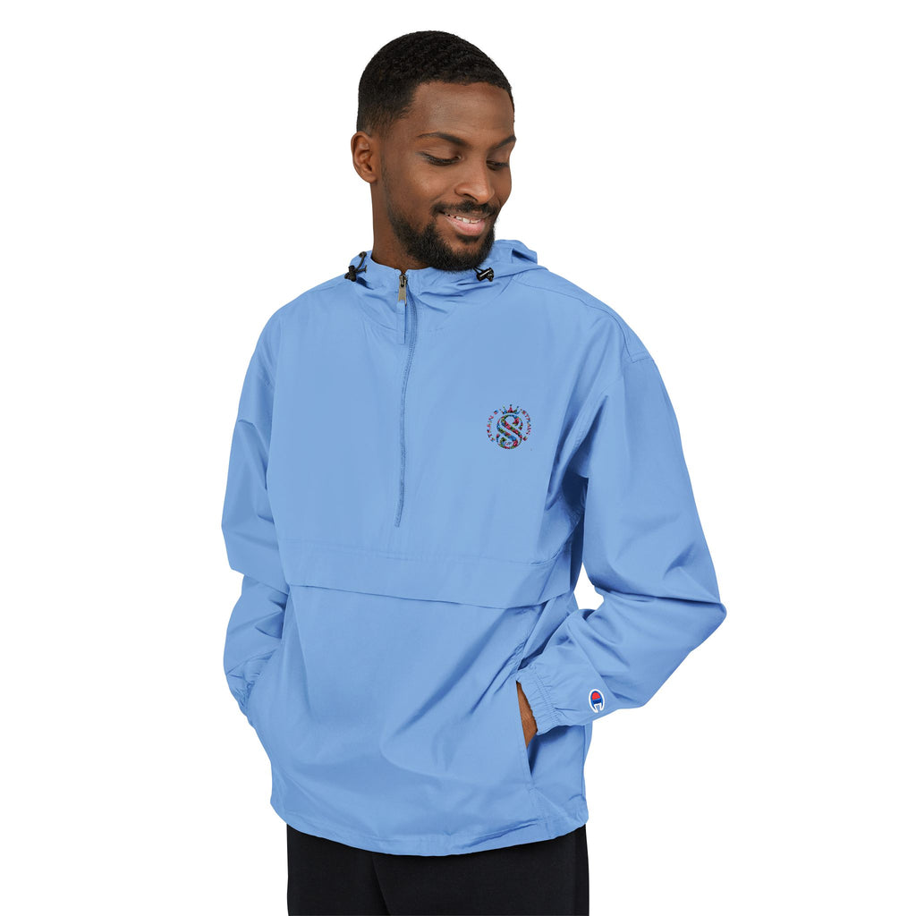 Strain8-uk Packable Orange Anorak Jacket with Script 'S8 Crest