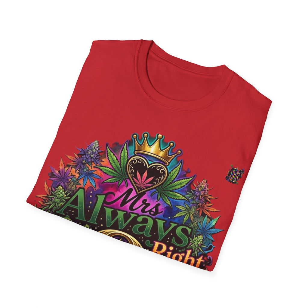 Mrs Always Right Cannabis Strain8-UK  T-Shirt - Colourful Crowned S8-UK Logo Leaf Design