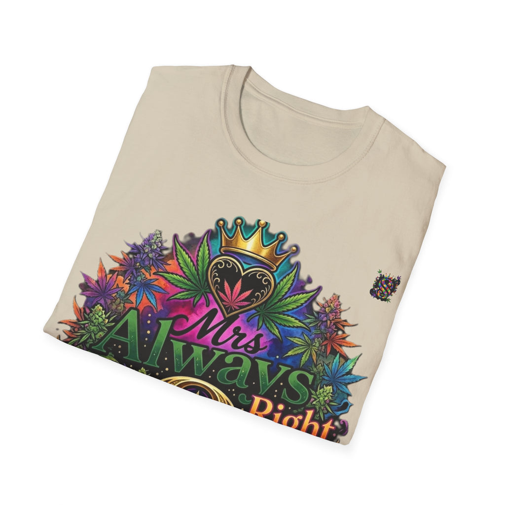 Mrs Always Right Cannabis Strain8-UK  T-Shirt - Colourful Crowned S8-UK Logo Leaf Design