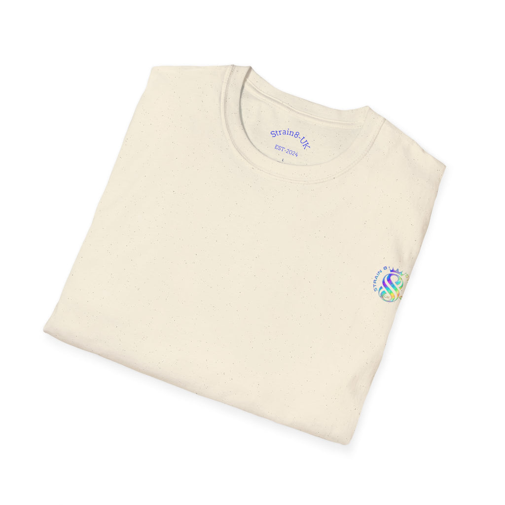 Strain8-UK Logo T-Shirt — Small Embroidered Globe Tee, THE LOGO LINE........