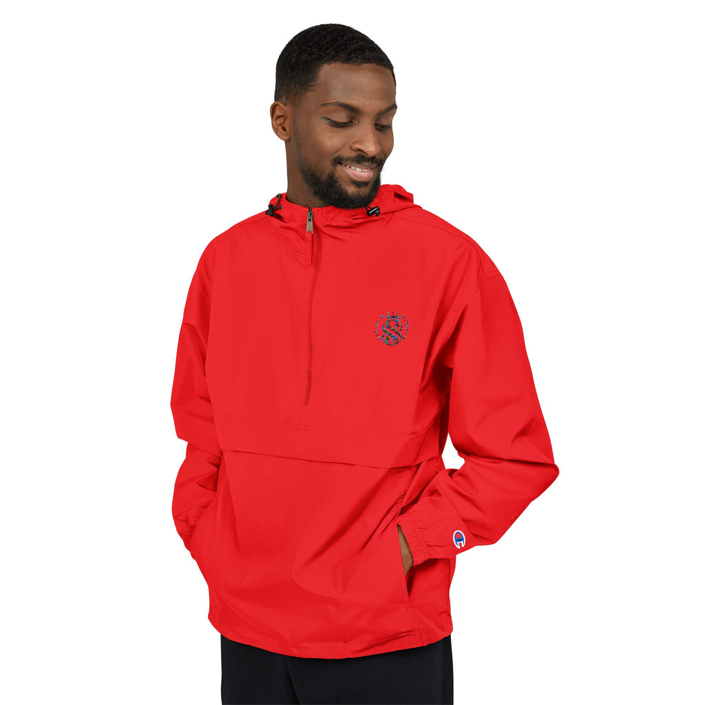Strain8-uk Packable Orange Anorak Jacket with Script 'S8 Crest