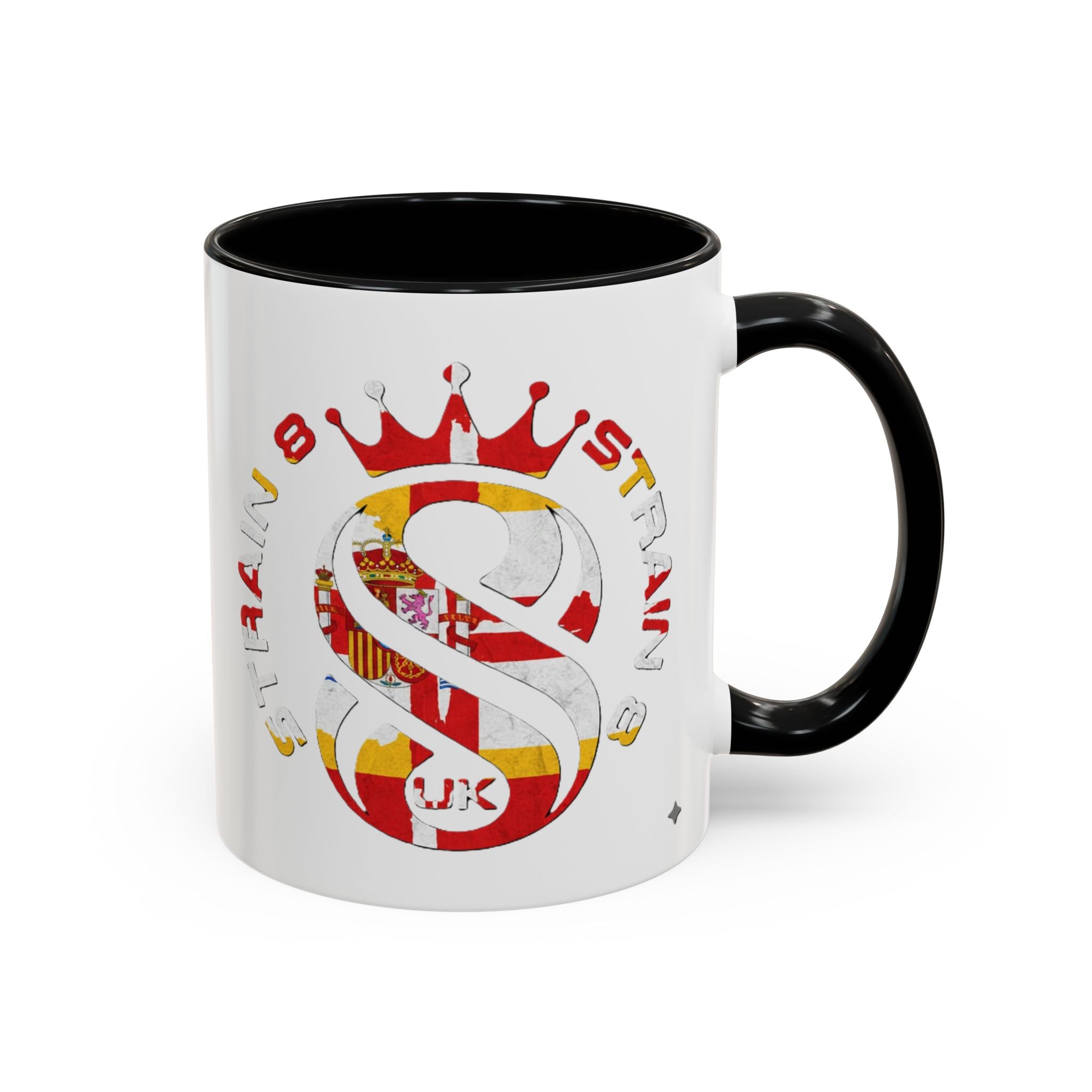 Strain8-UK Fully Spanglish Pride Accent Coffee Mug — 'Soy Español' Crown Monogram (11/15oz)