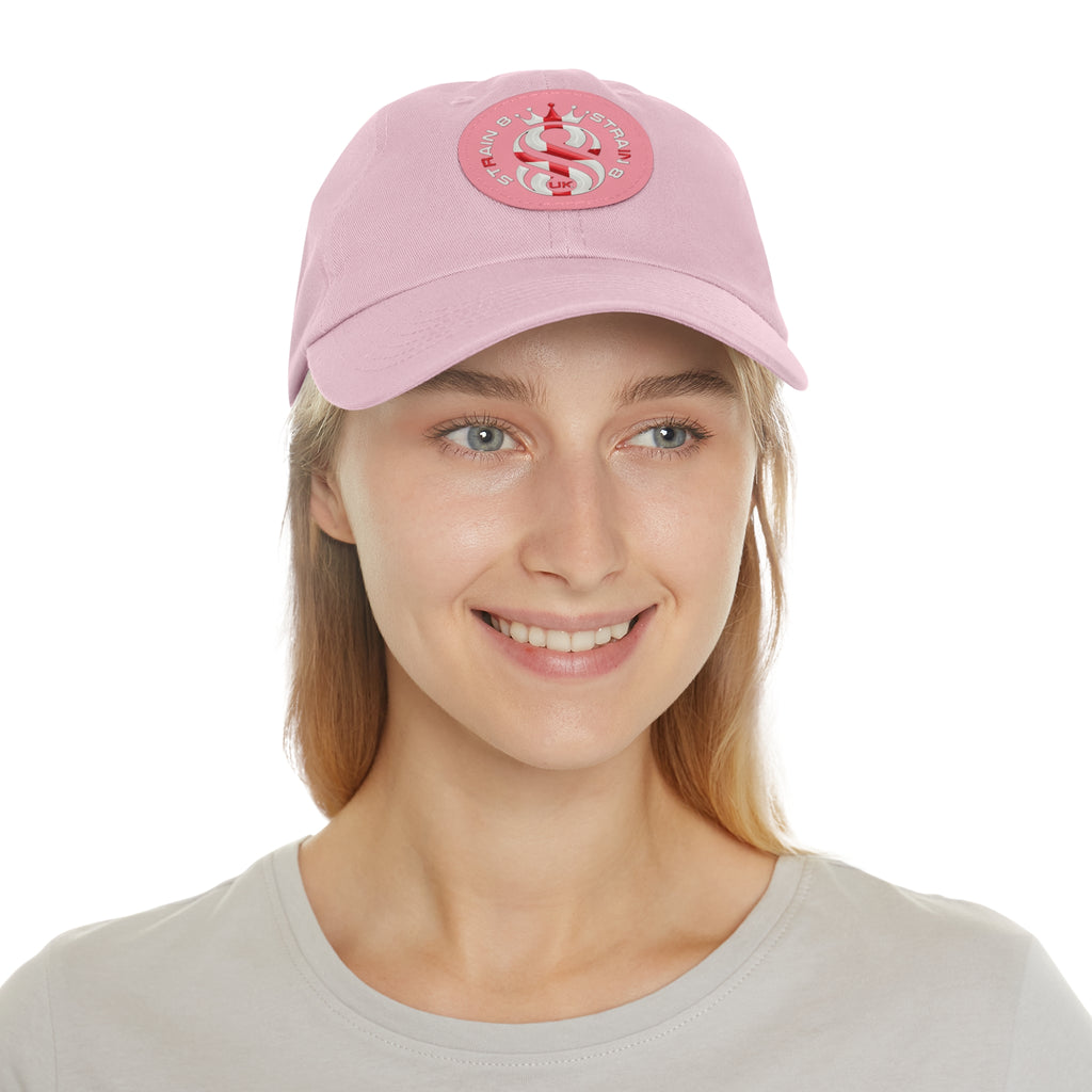 Leather Patch Dad Hat — Round Strain8-UK Cap for Casual Streetwear