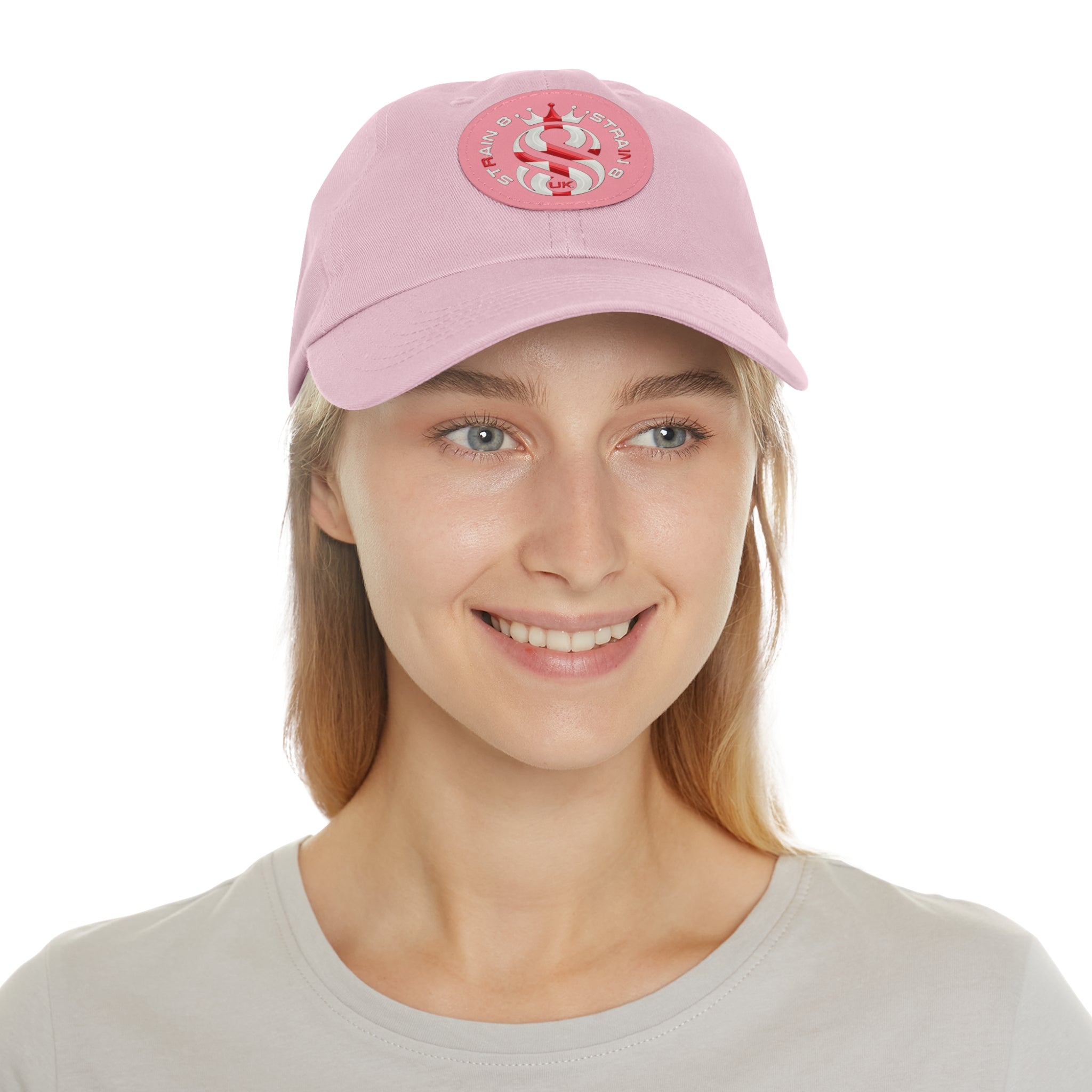 Leather Patch Dad Hat — Round Strain8-UK Cap for Casual Streetwear