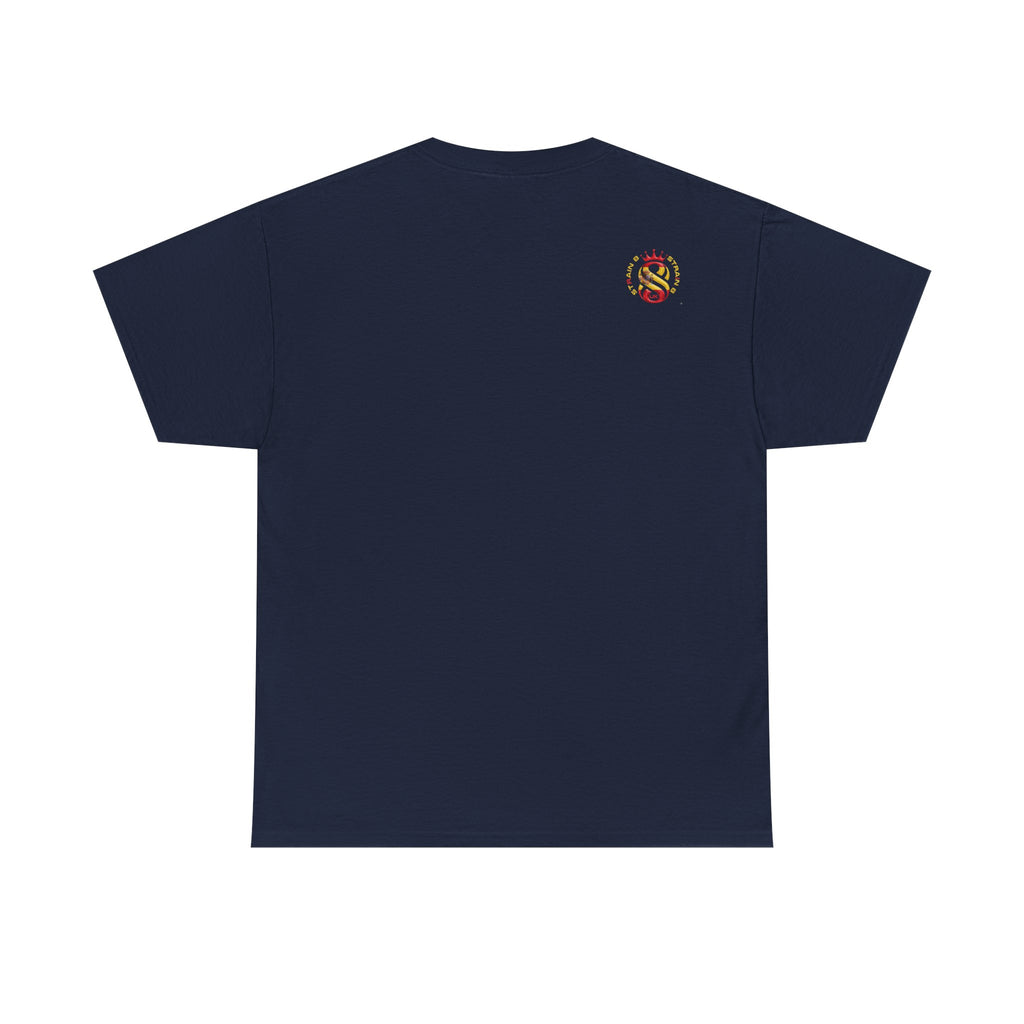 Strain8-UK Dreams 2024 St george cross & spanish flag original logo Tee — Graphic Band Tour Style T‑Shirt