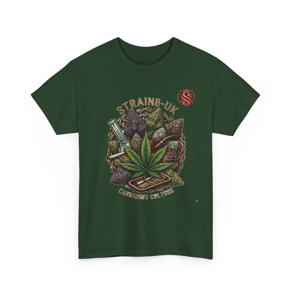 Strain8-UK Cannabis Culture T-Shirt — "Strain8-UK" Vintage Marijuana Leaf Graphic Tee