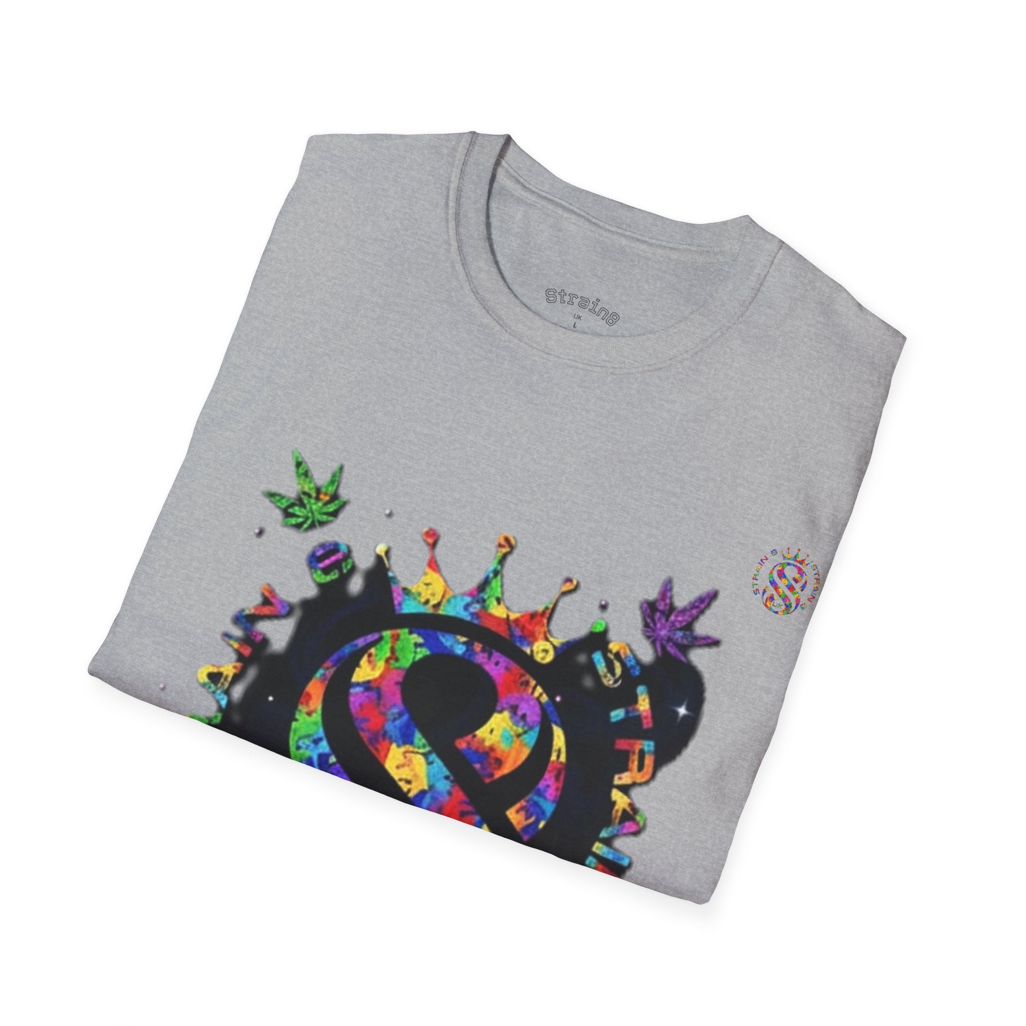 Strain8-UK Psychedelic Crown S8 Logo T-Shirt — Colorful Abstract Graphic Tee