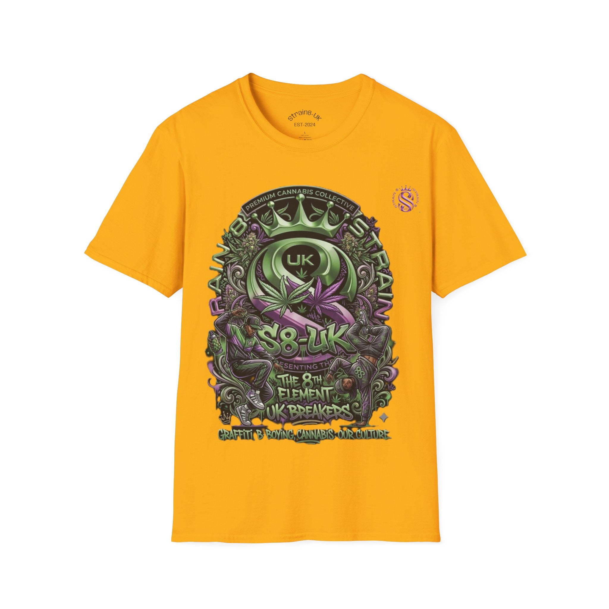 Strain8-UK Graffiti Cannabis/B-Boy Themed '8th Element' Graphic T-Shirt