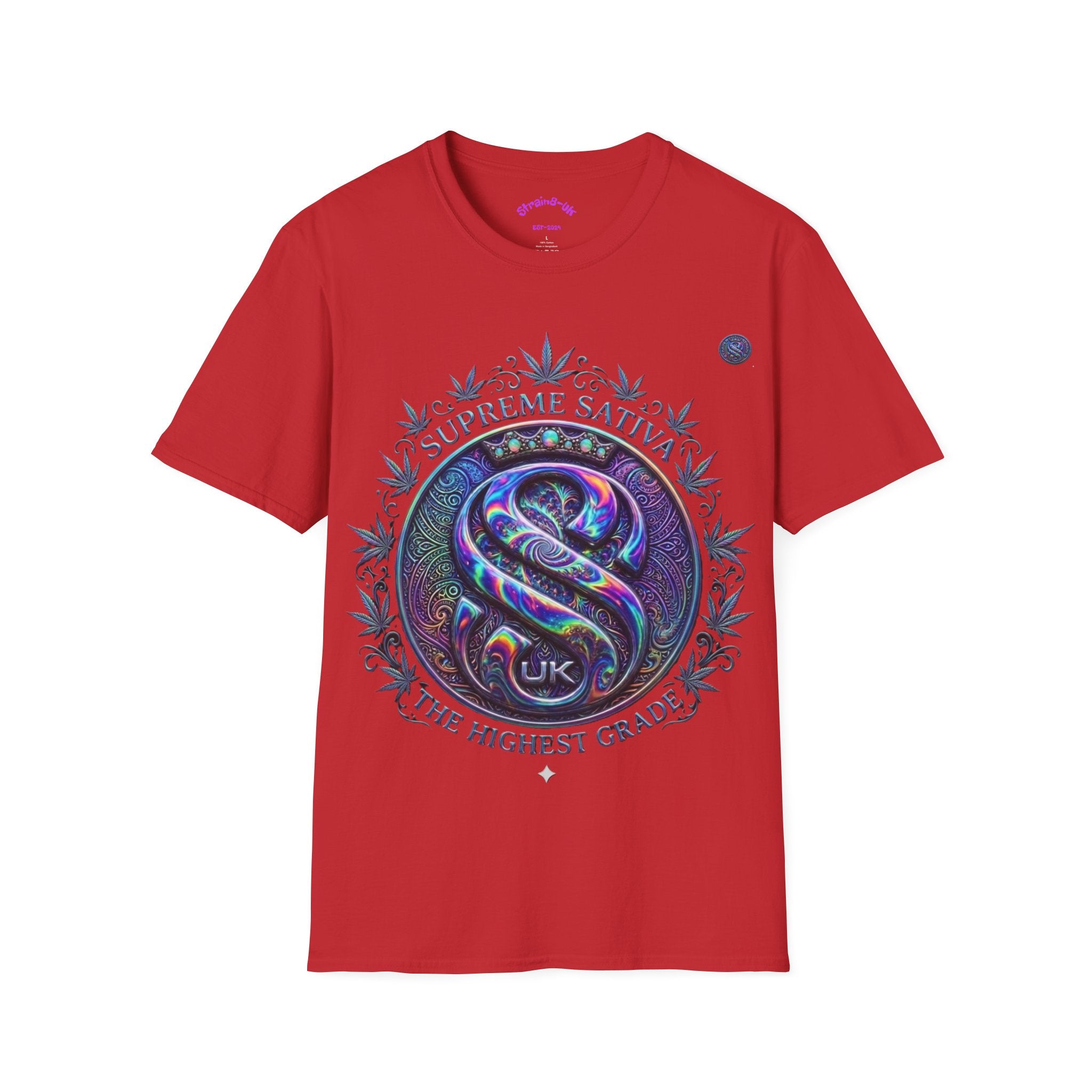 Strain8-UK Supreme Sativa Graphic T‑Shirt — "The Highest Grade" Psychedelic Logo Tee