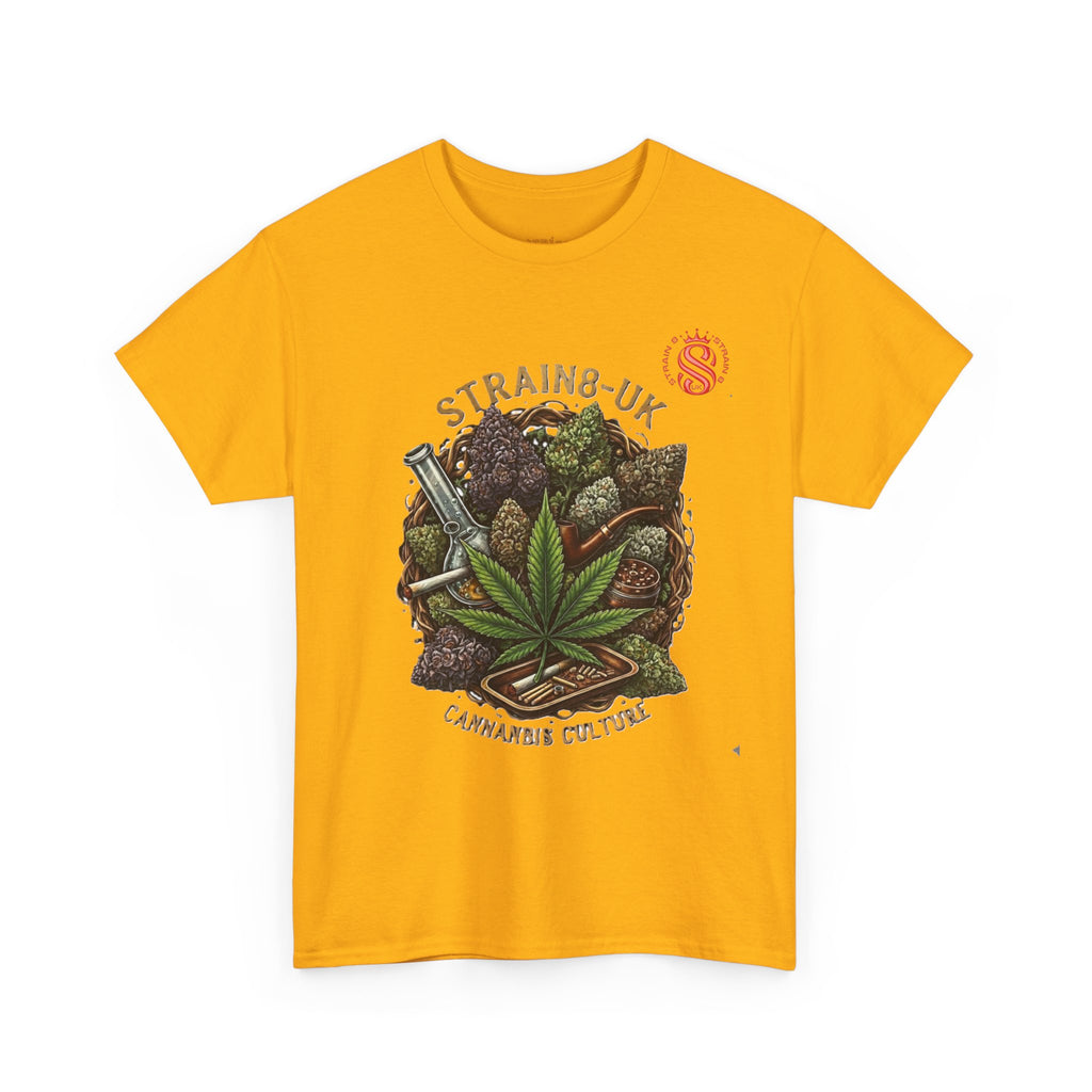 Strain8-UK Cannabis Culture T-Shirt — "Strain8-UK" Vintage Marijuana Leaf Graphic Tee