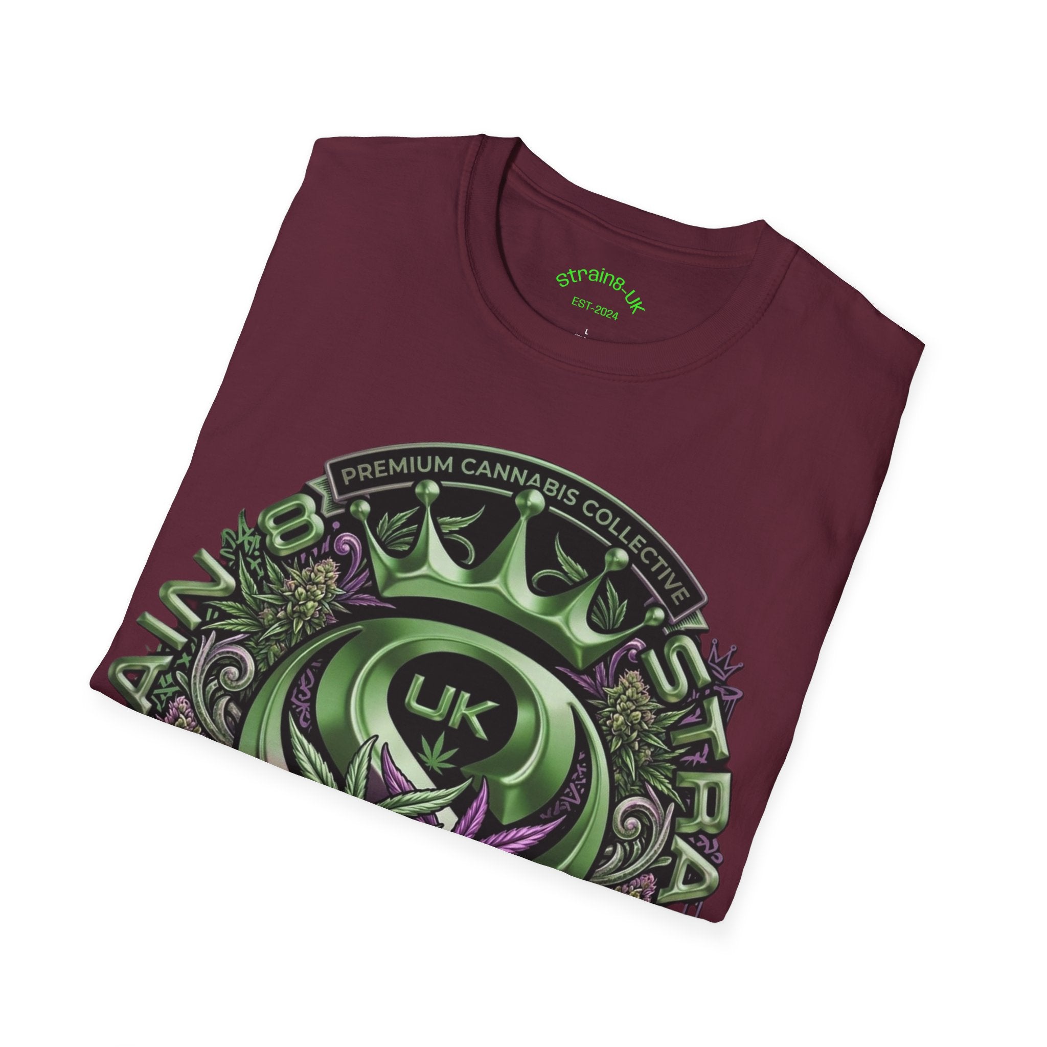 Strain8-UK Cannabis Crown Graffiti T-Shirt — S8-UK Green & Purple Streetwear