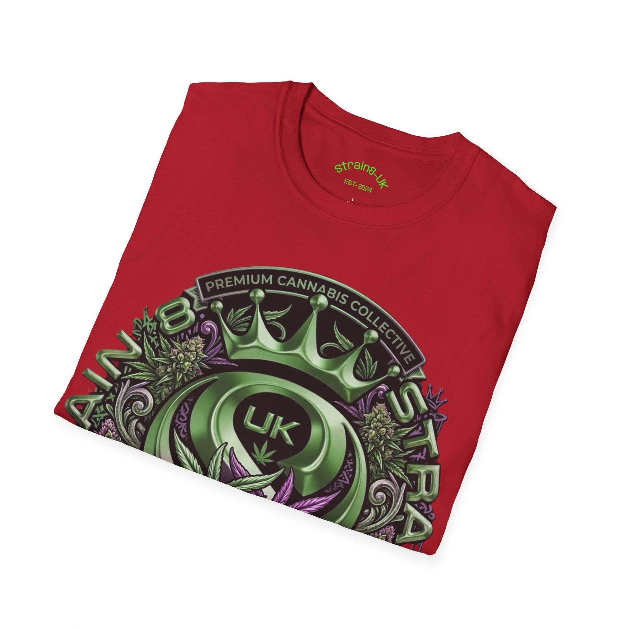 Strain8-UK Cannabis Crown Graffiti T-Shirt — S8-UK Green & Purple Streetwear