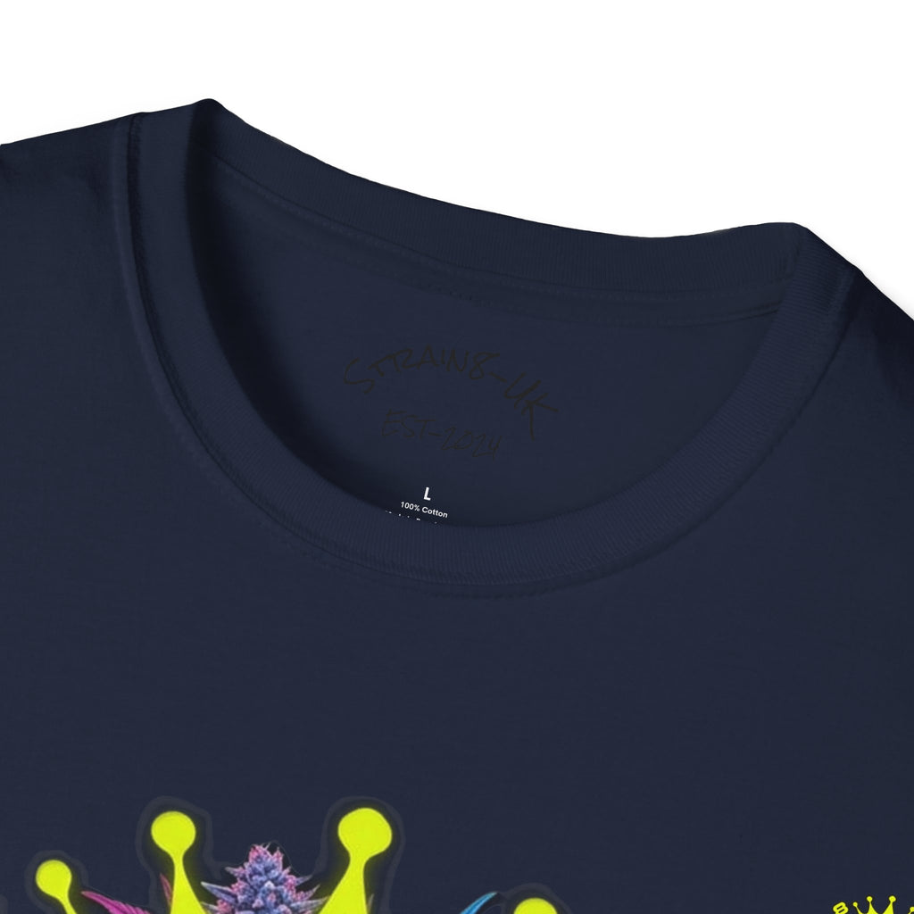 Strain8-UK  T-Shirt — 'Strain8-UK' Crown Cannabis Design with flower T shirt