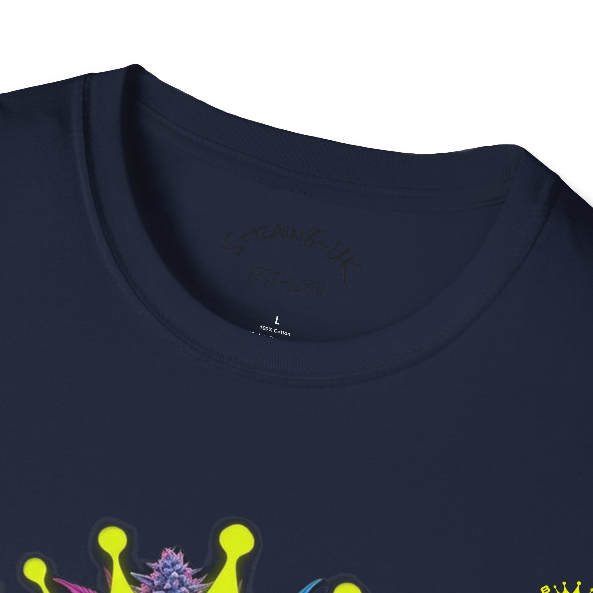 Strain8-UK  T-Shirt — 'Strain8-UK' Crown Cannabis Design with flower T shirt