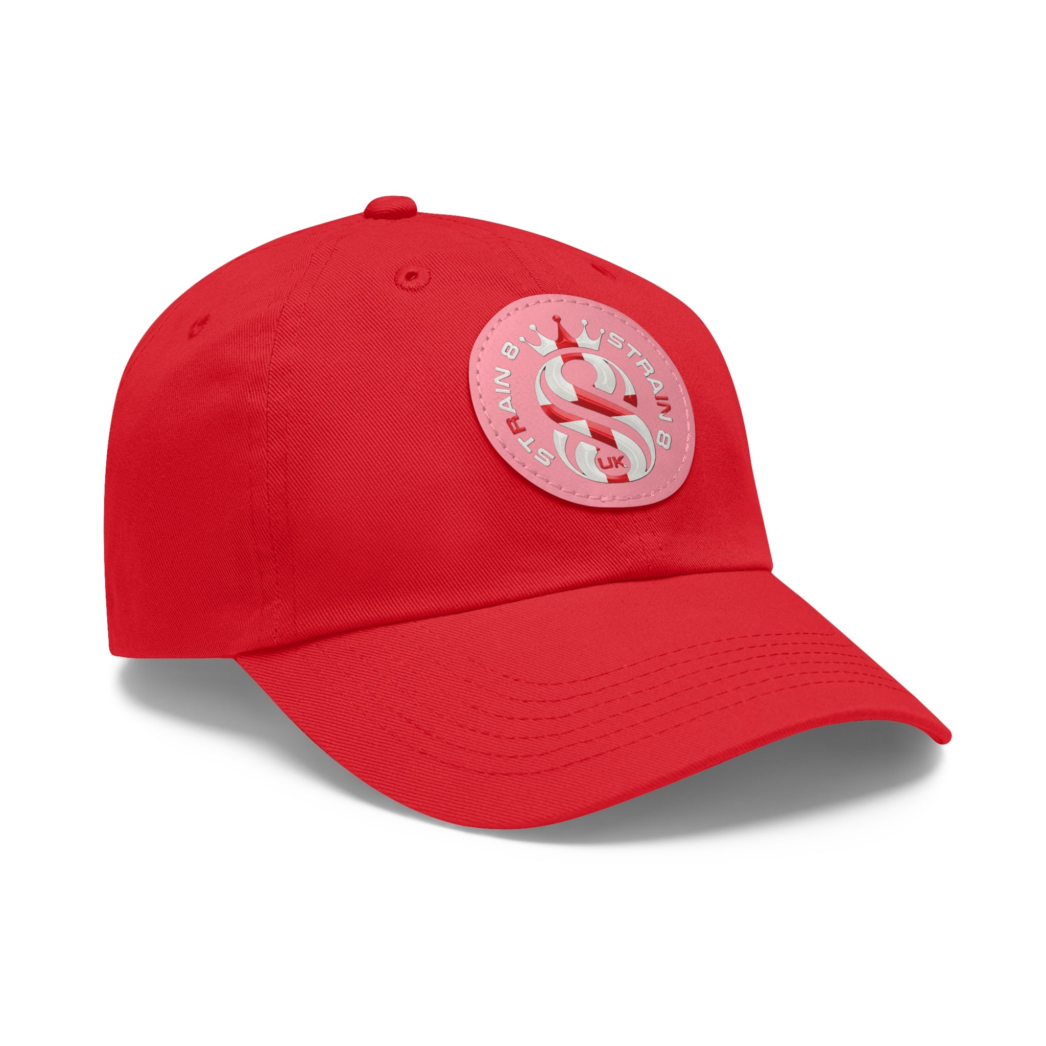 Leather Patch Dad Hat — Round Strain8-UK Cap for Casual Streetwear