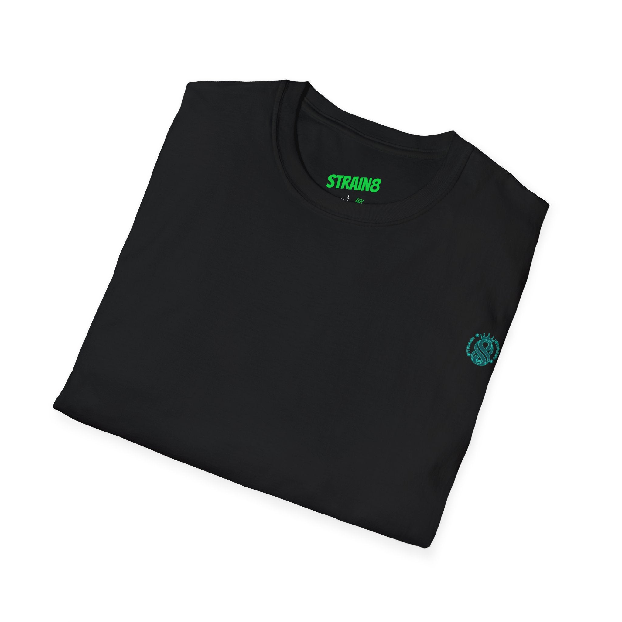 Minimal White T‑Shirt with Small Strain8-UK Chest Emblem — Classic Casual Tee