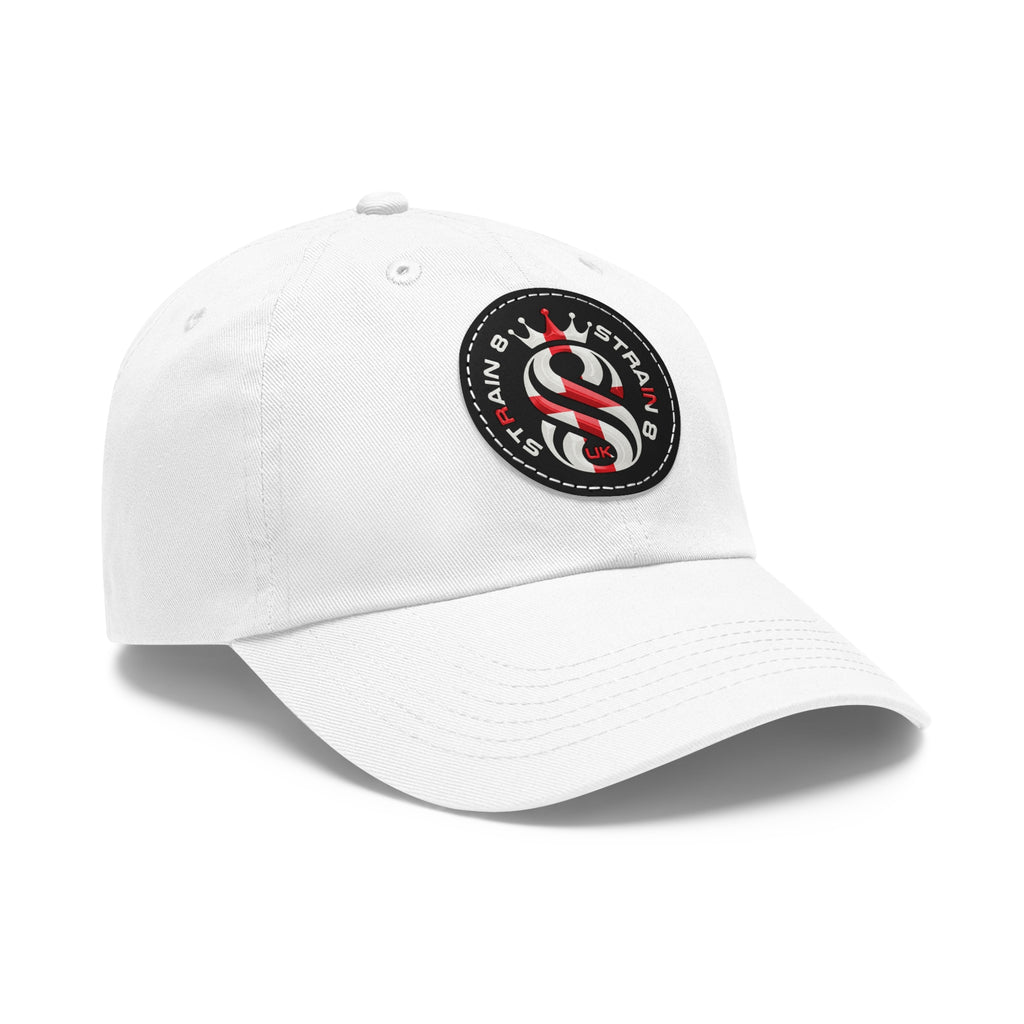 Leather Patch Dad Hat — Round Strain8-UK Cap for Casual Streetwear