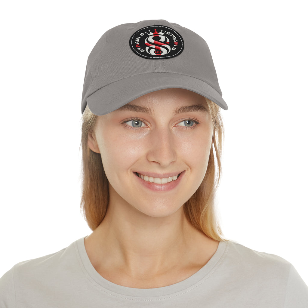 Leather Patch Dad Hat — Round Strain8-UK Cap for Casual Streetwear